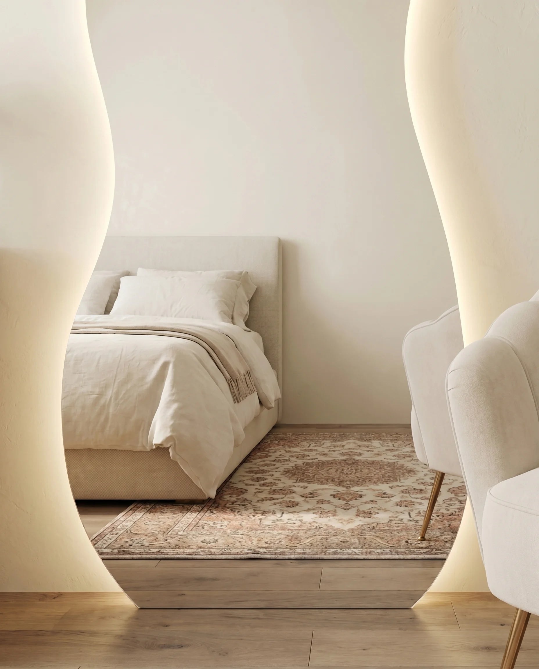 Ralph LED Squiggly Frameless Standing Mirror