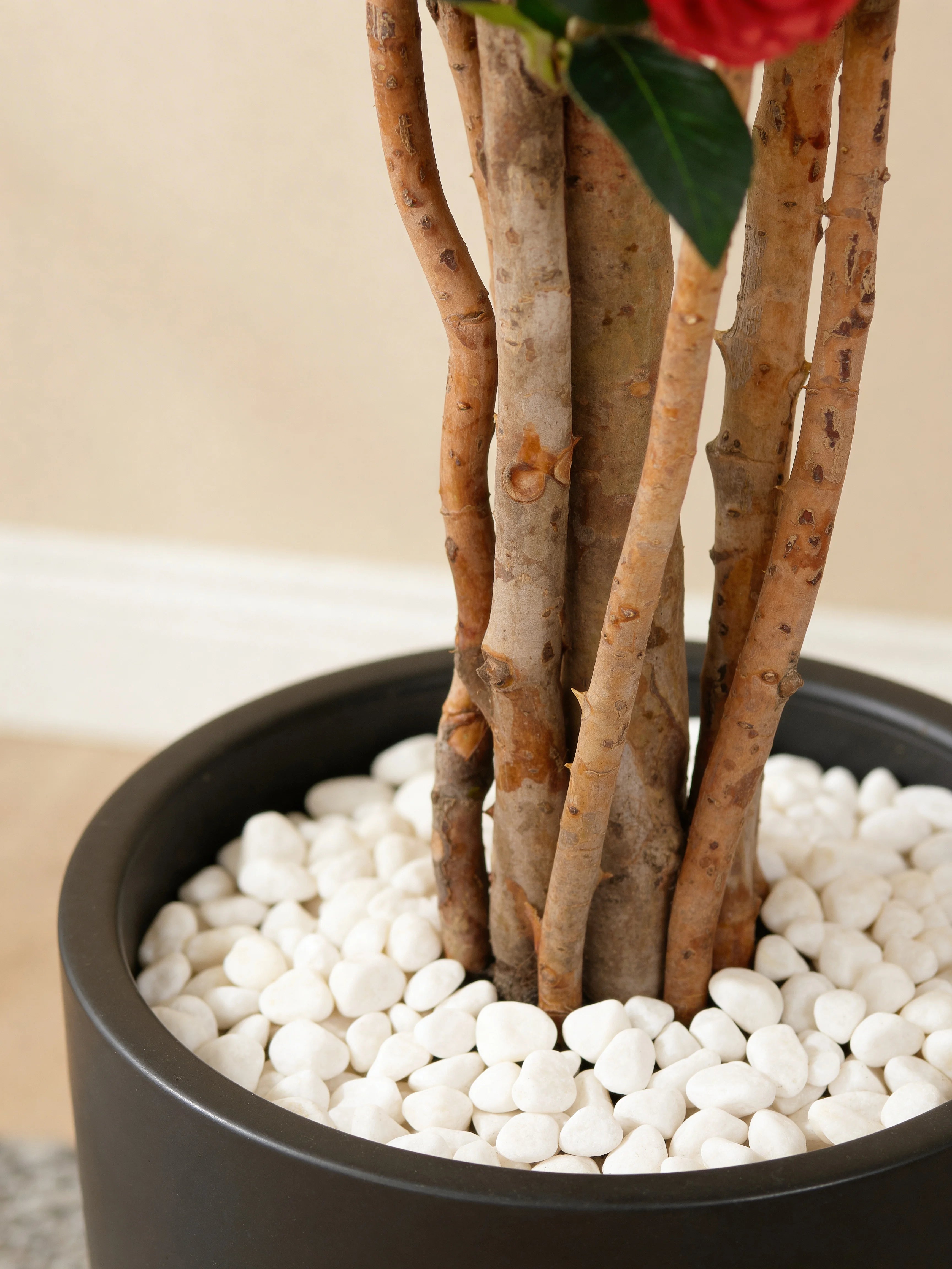 Red Camellia Rose Artificial Flower Plant