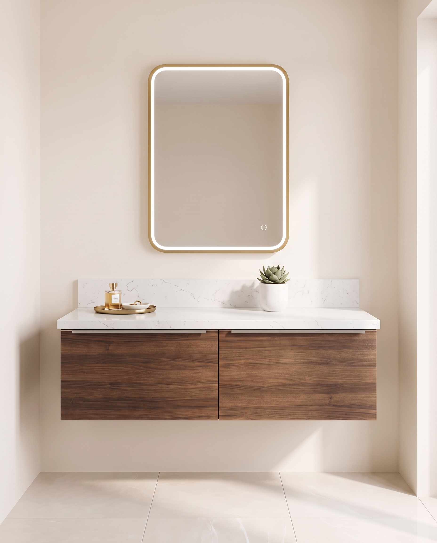 Romeo Gold Inner Frame LED Rectangular Vanity Wall Mirror