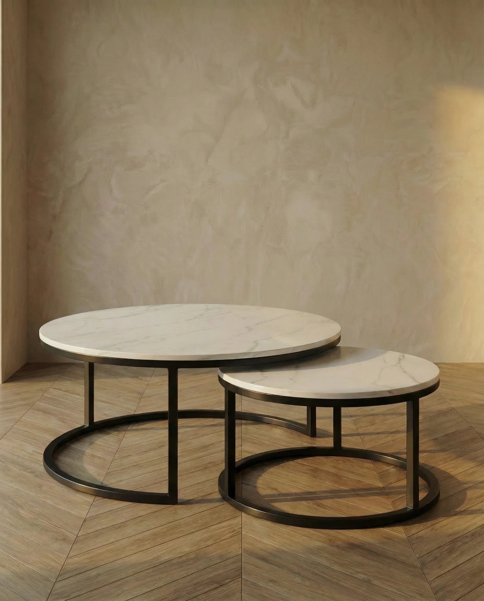Ruvo Nesting Round Marble Coffee Table (Set of 2)