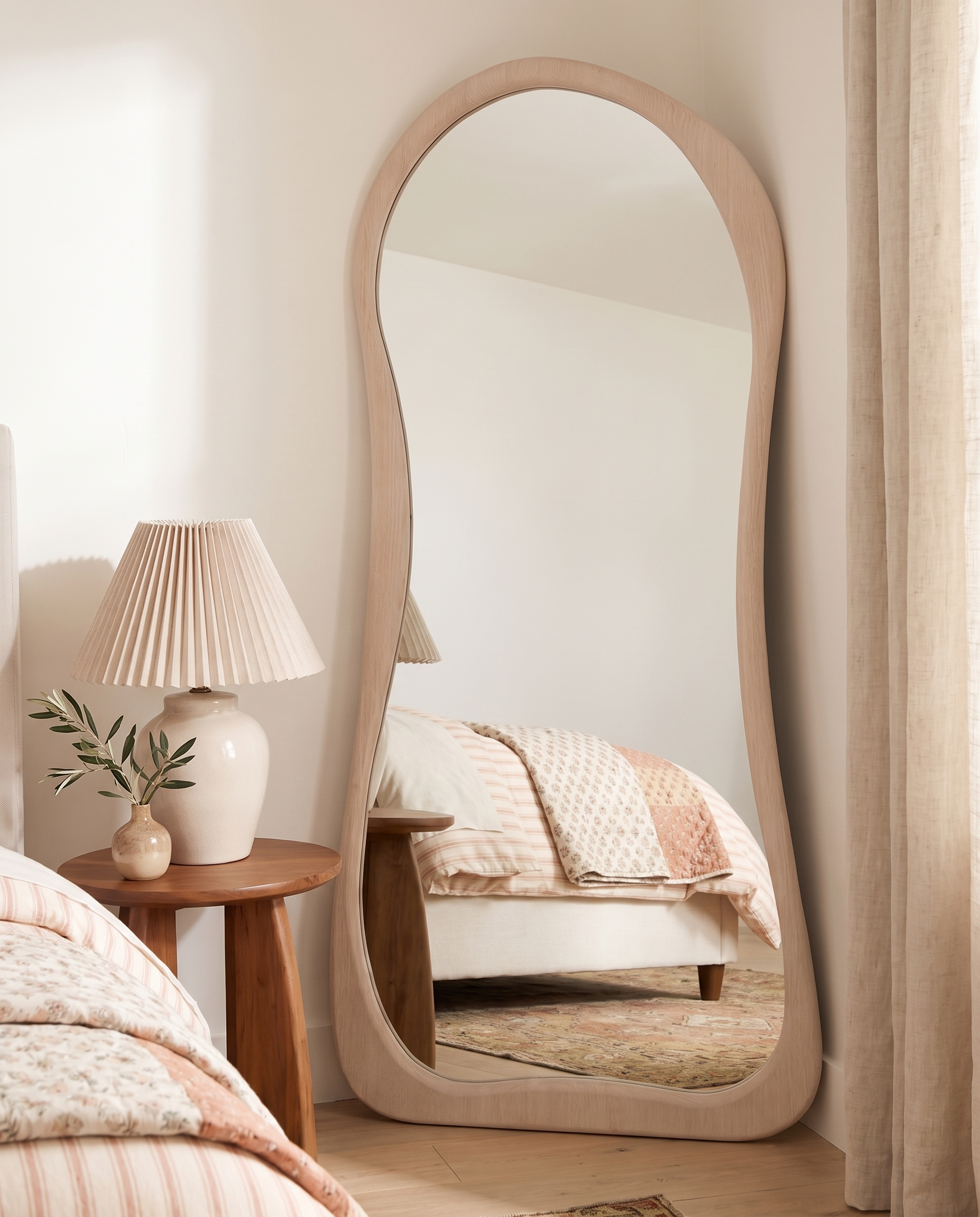 Sally Beige Curved Dressing Mirror