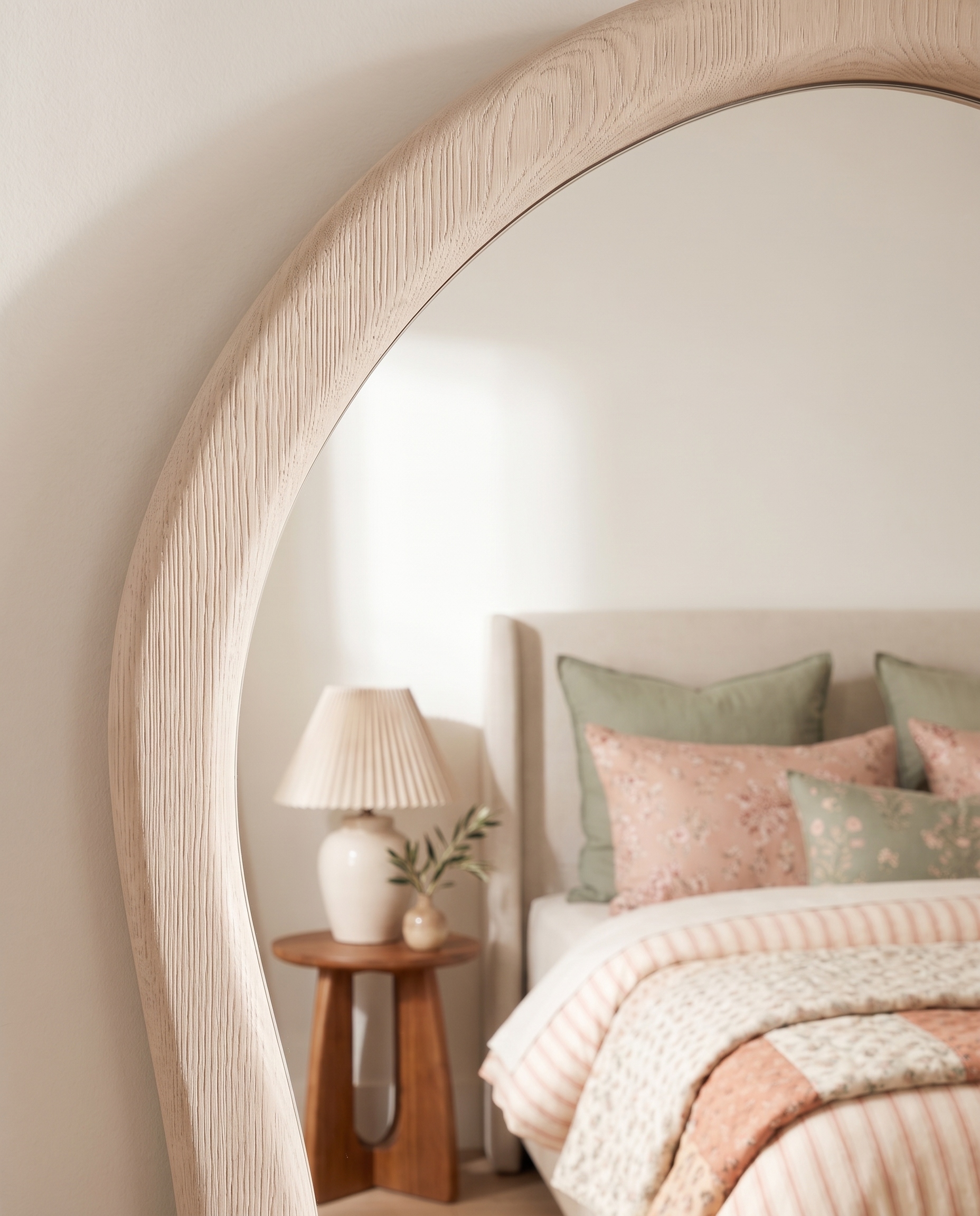Sally Beige Curved Dressing Mirror