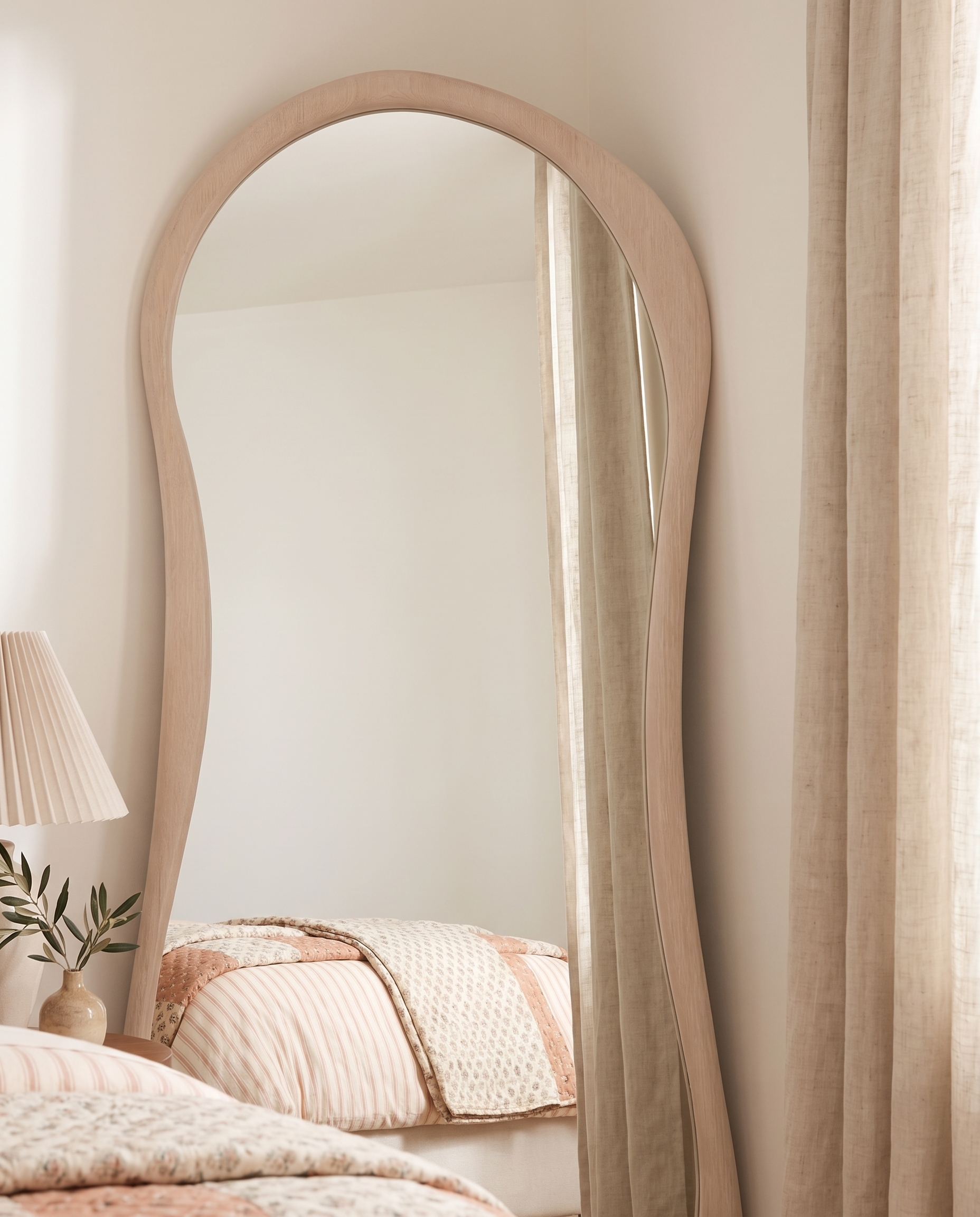 Sally Beige Curved Dressing Mirror