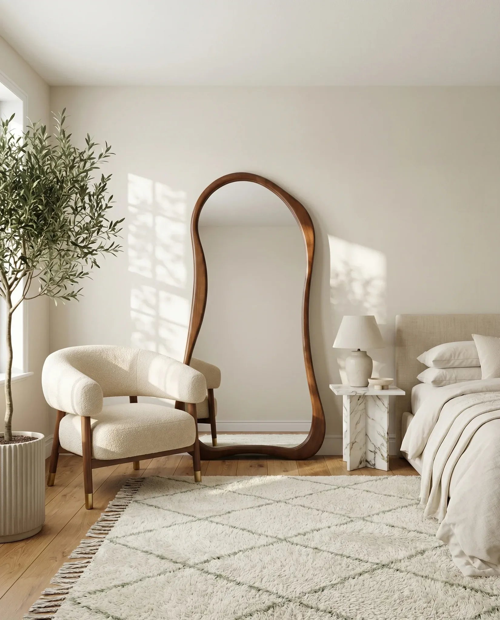 Sally full-length dressing mirror styled in a Dubai bedroom