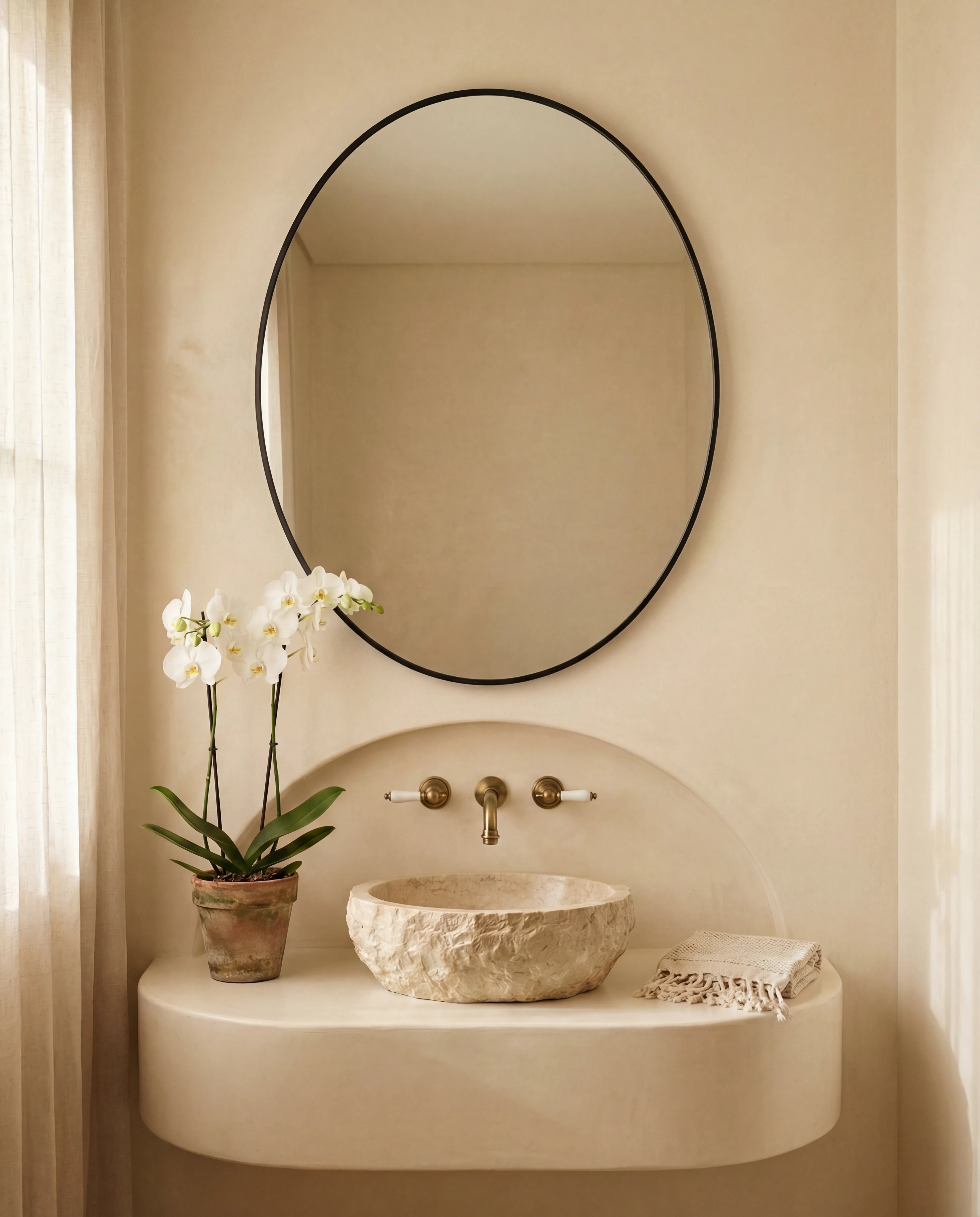 Sasha Oval Vanity Mirror with Black Frame
