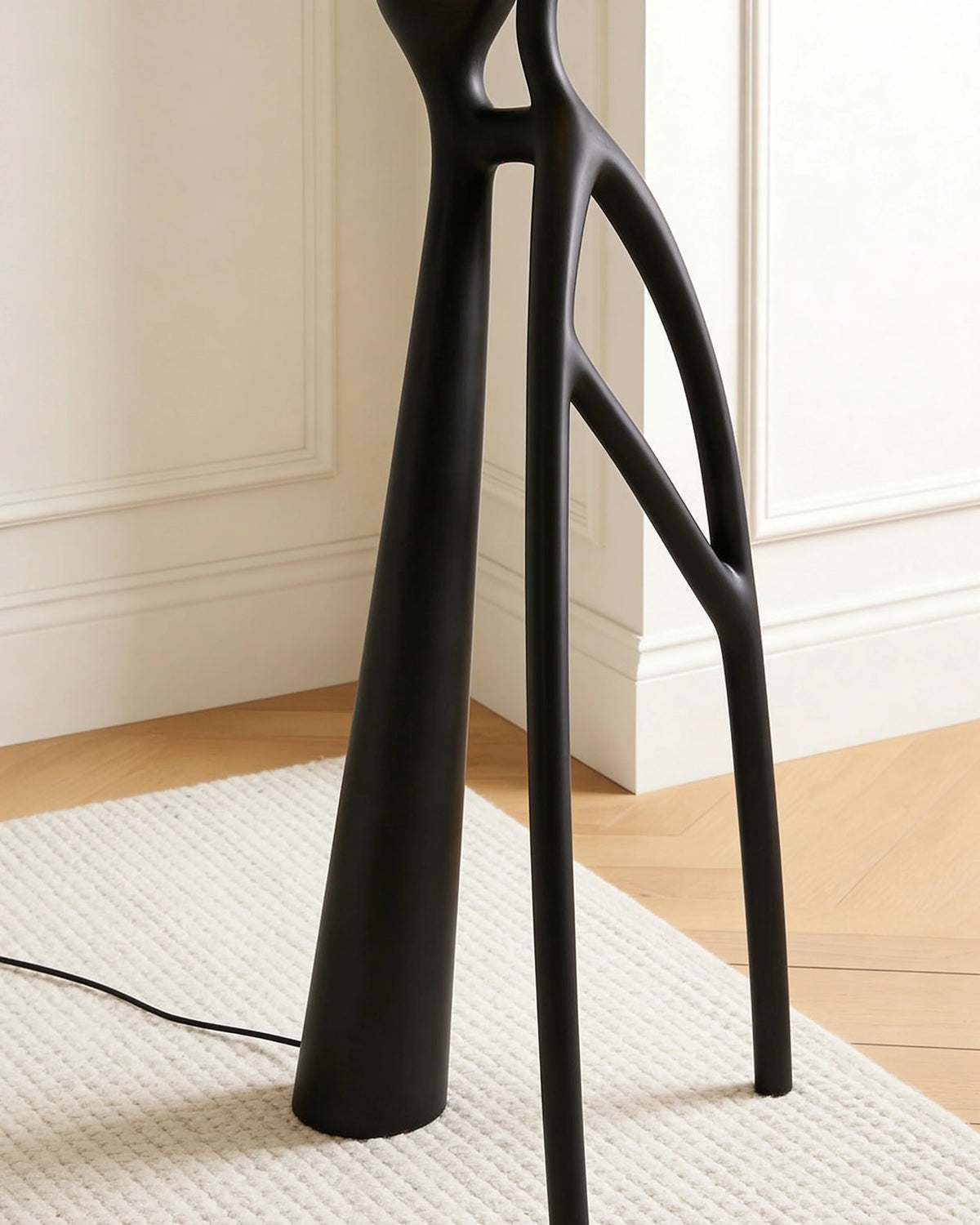 Scandinavian sculpture floor lamp, close-up detail