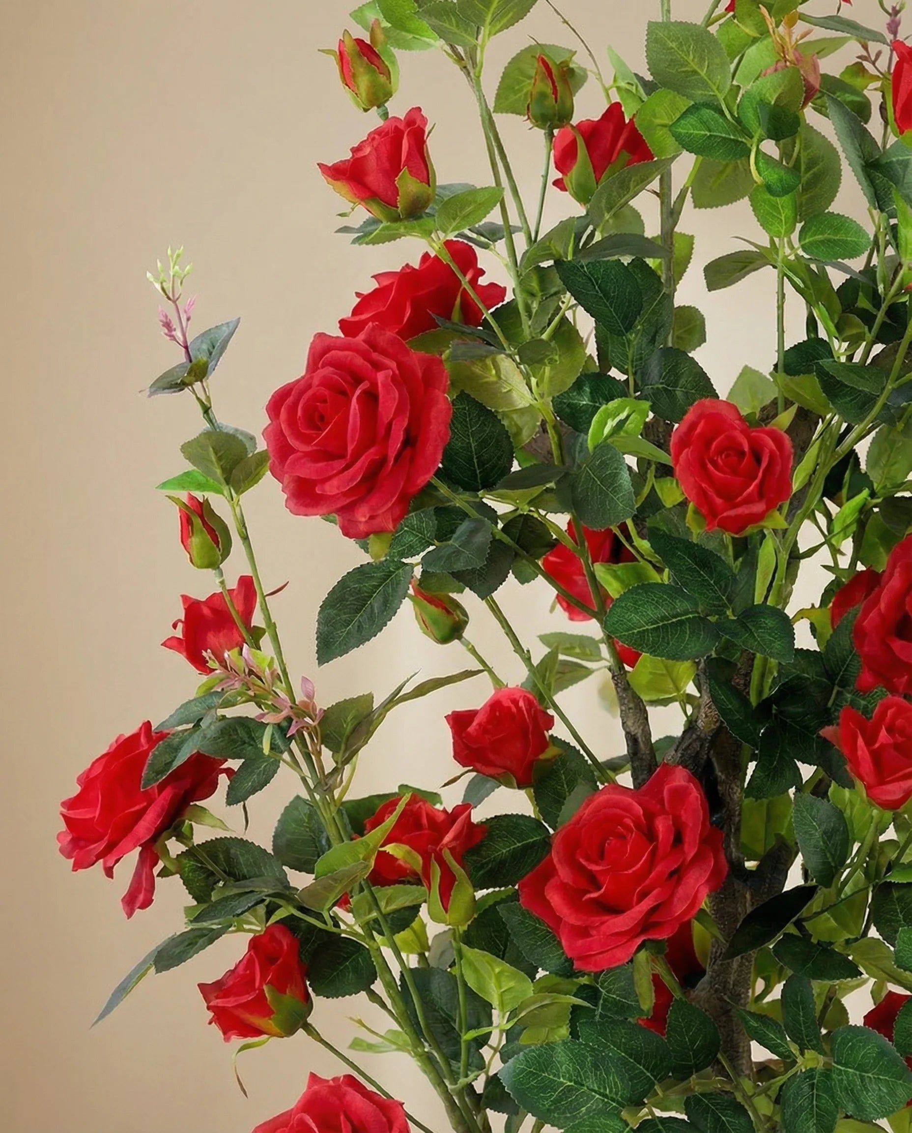 Scarlet Red Rose Faux Plant