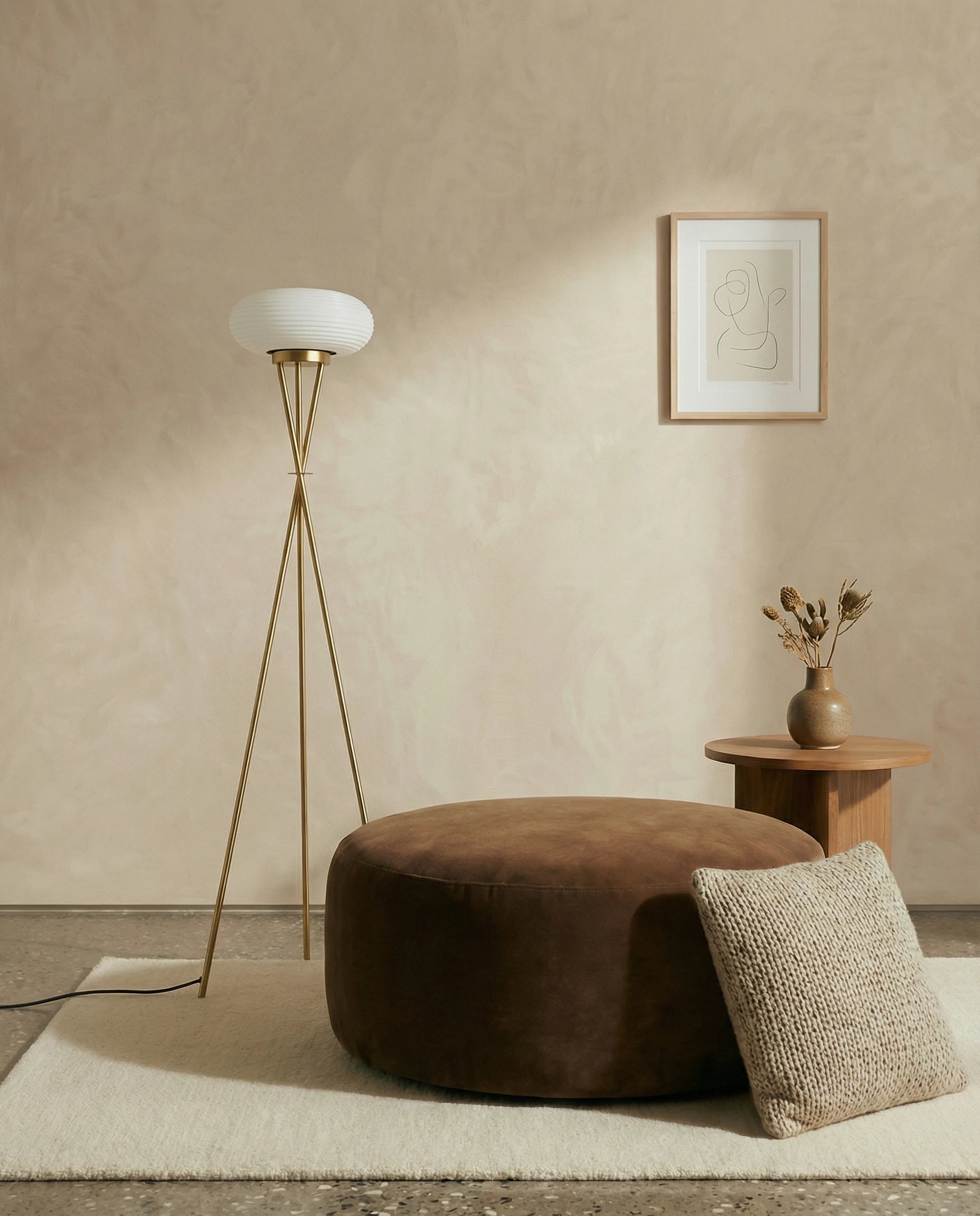 Sephora Minimalist Brass Tripod Floor Lamp