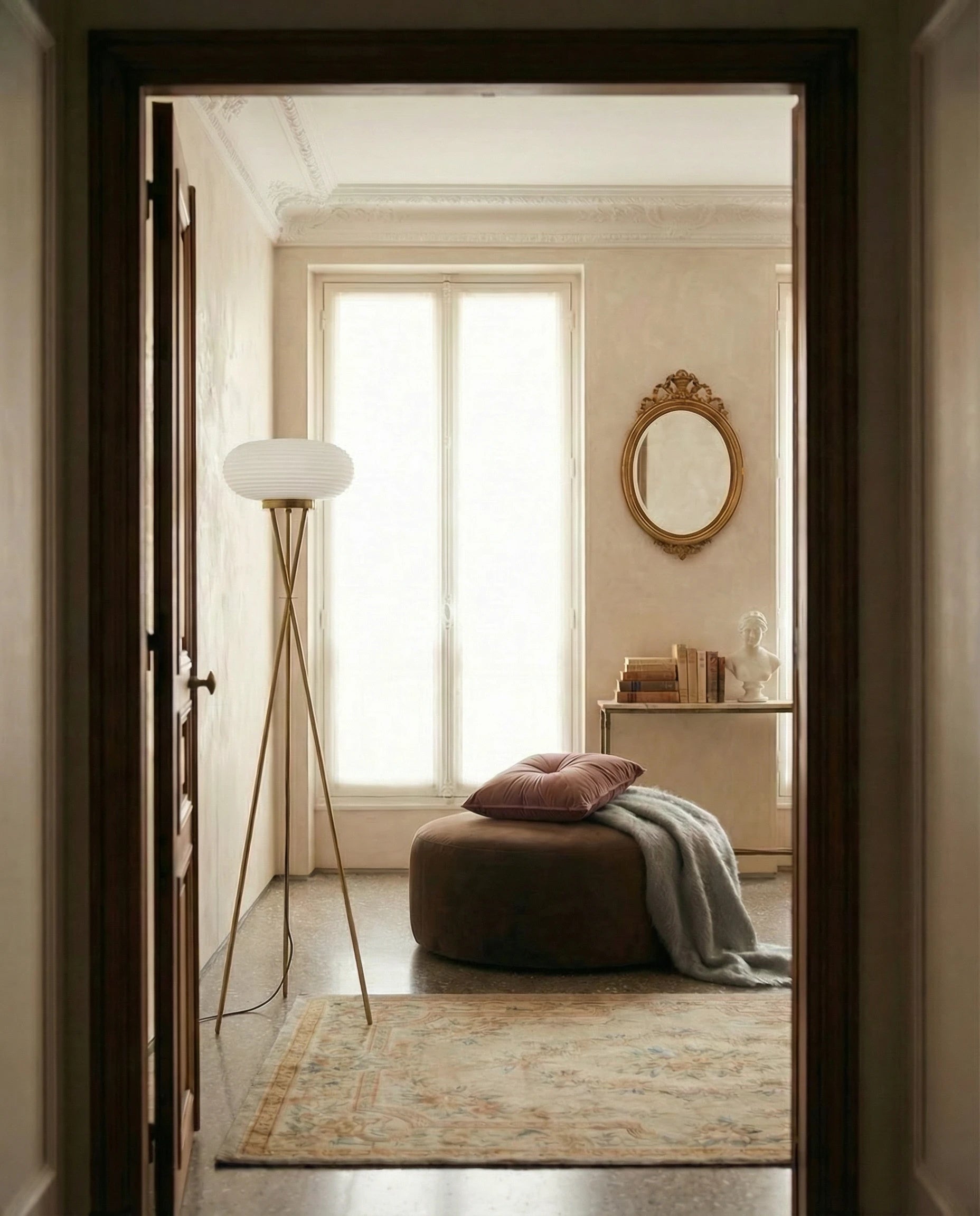 Sephora Minimalist Brass Tripod Floor Lamp