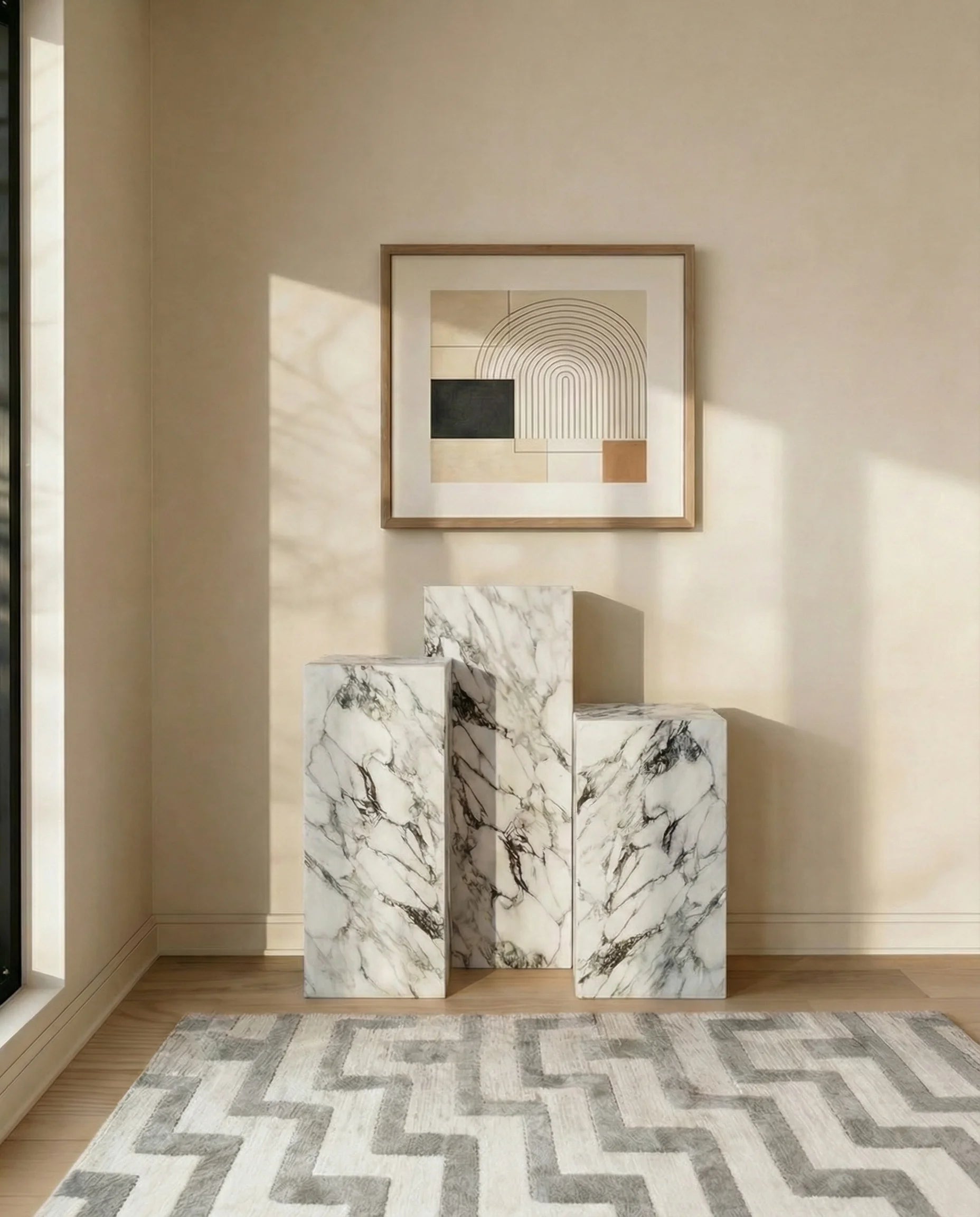Serino Arabescato Marble Plinths