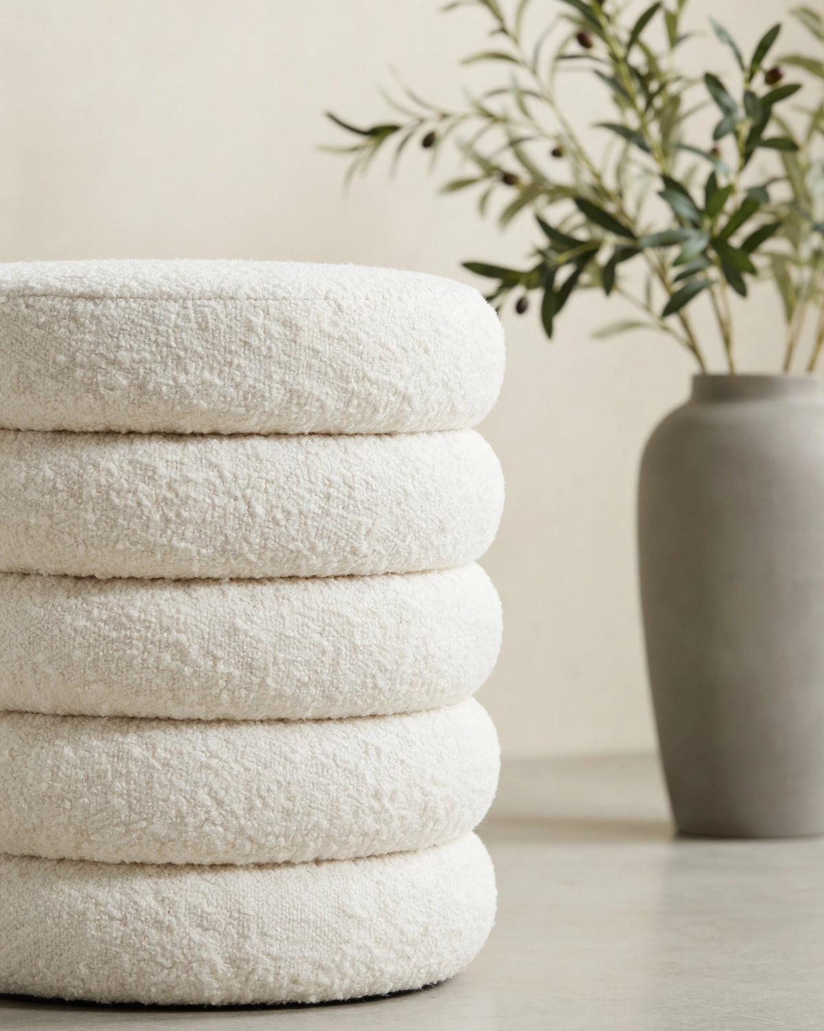 Sherpa luxe vault pouf, side view