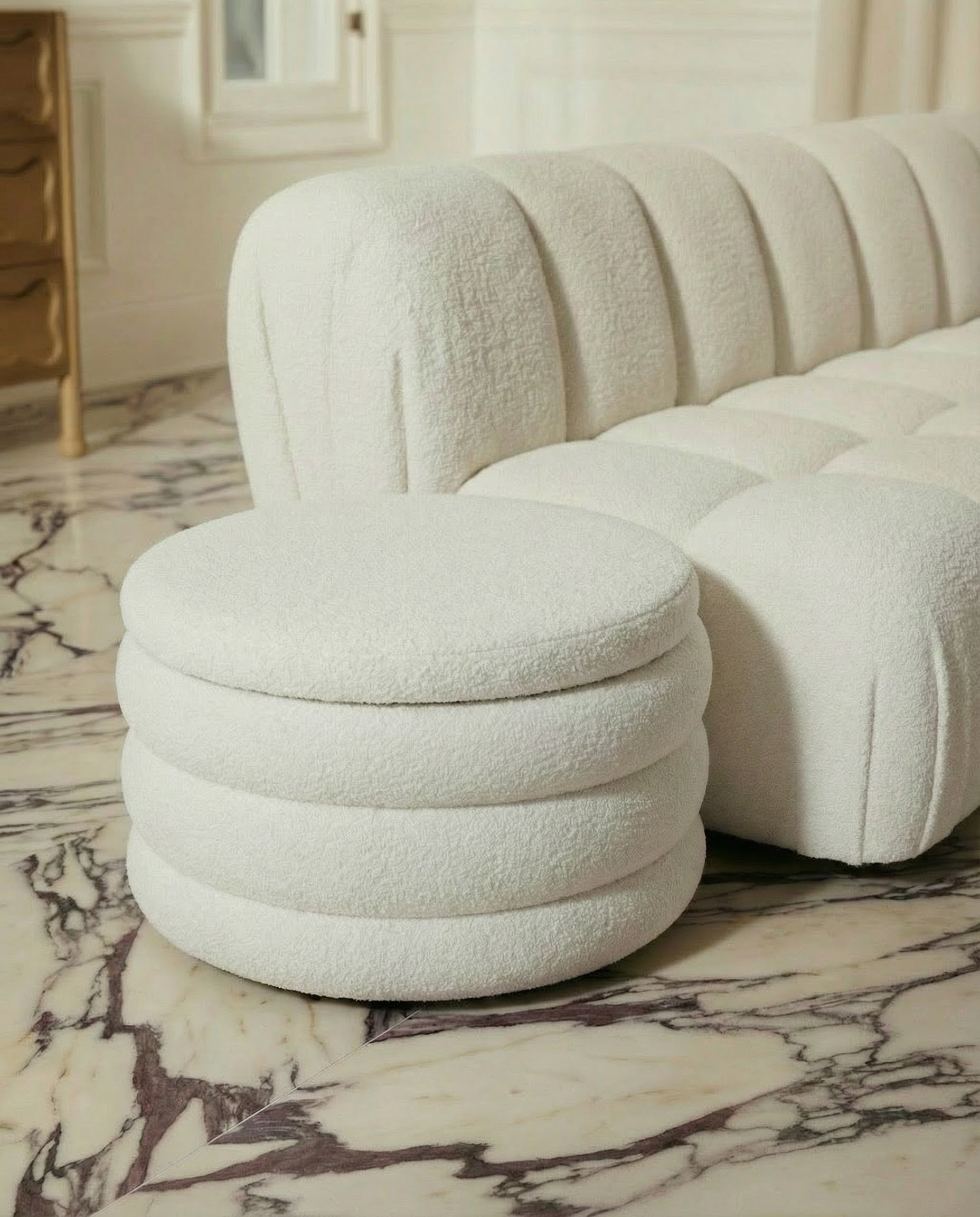 Sherpa Wide Vault Pouf Ottoman