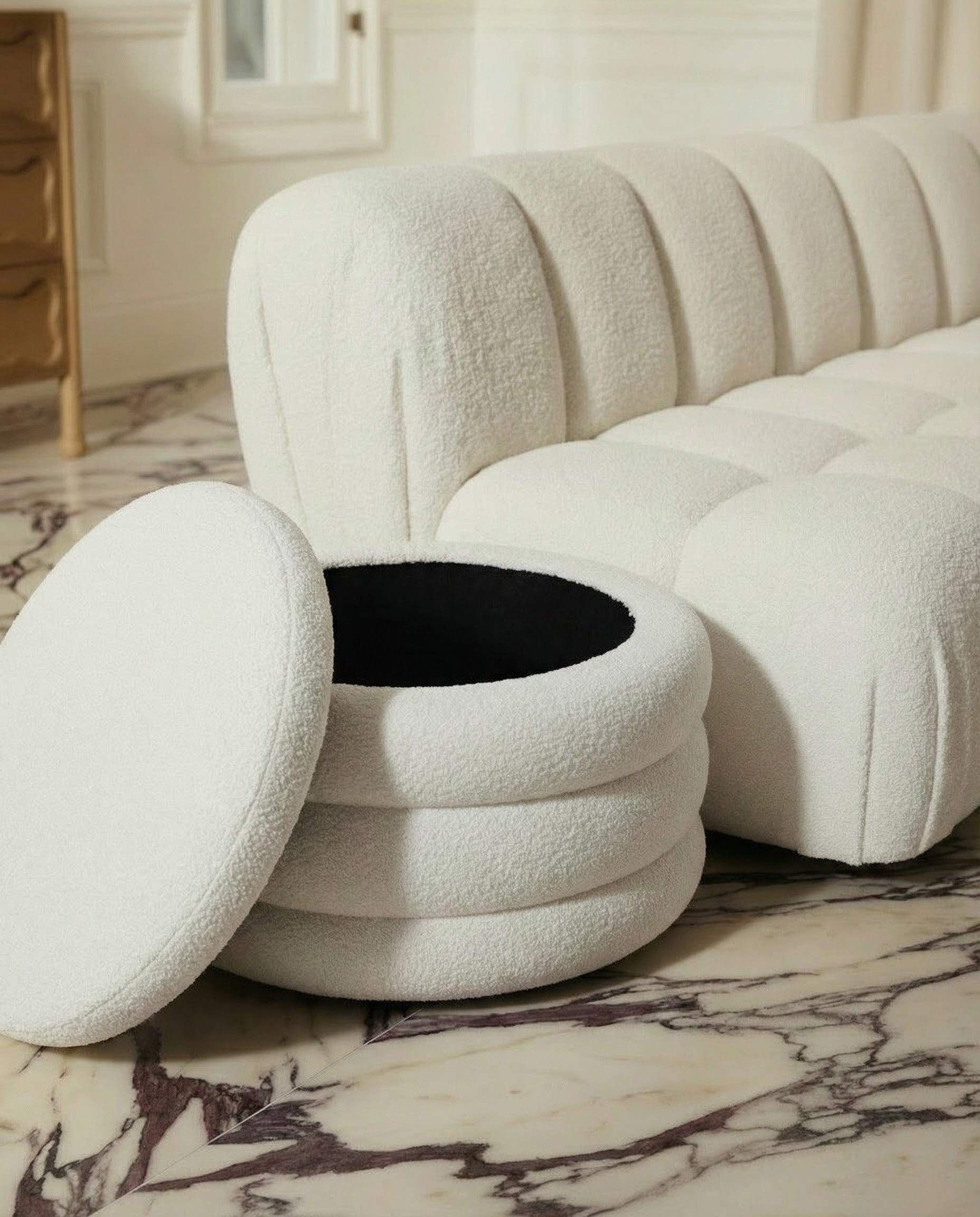 Sherpa Wide Vault Pouf Ottoman