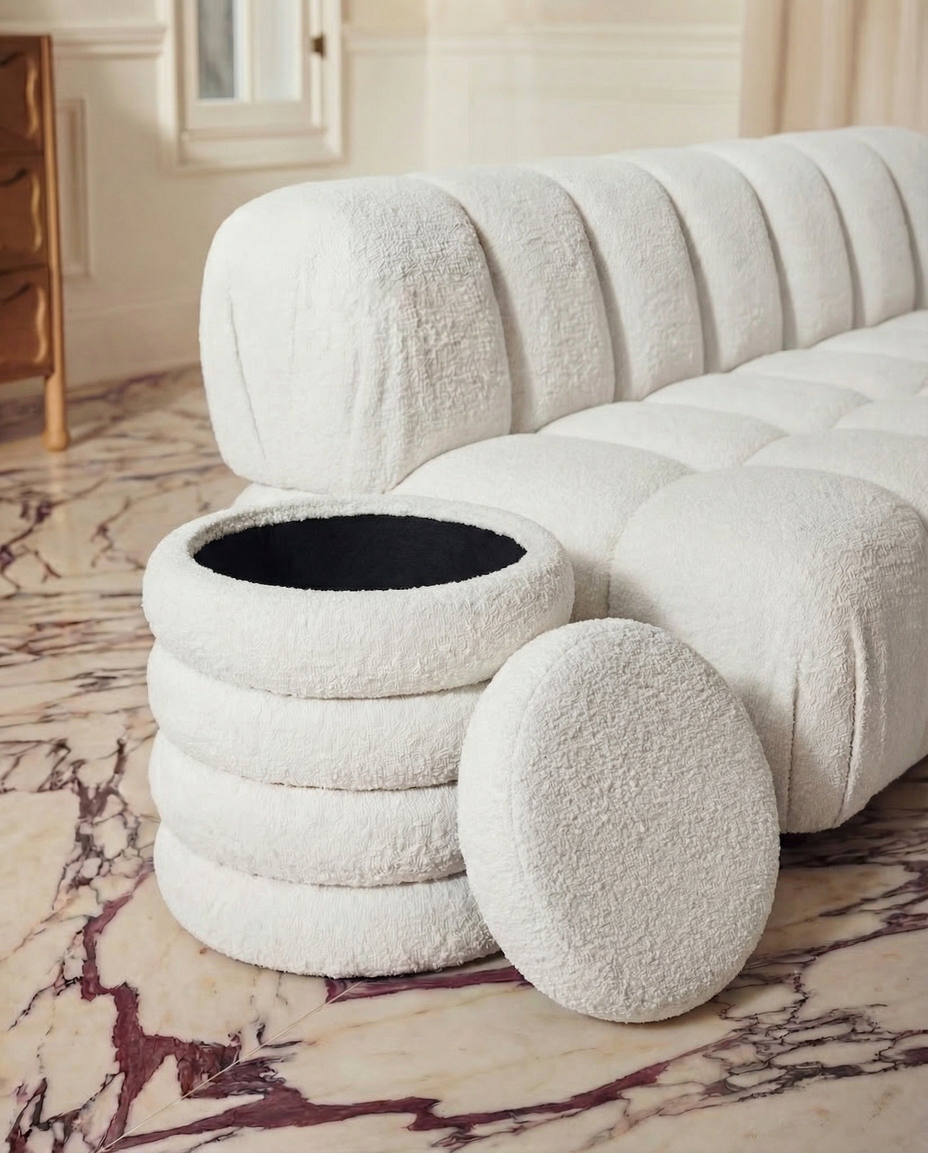 Sherpa Luxe Vault Pouf Ottoman