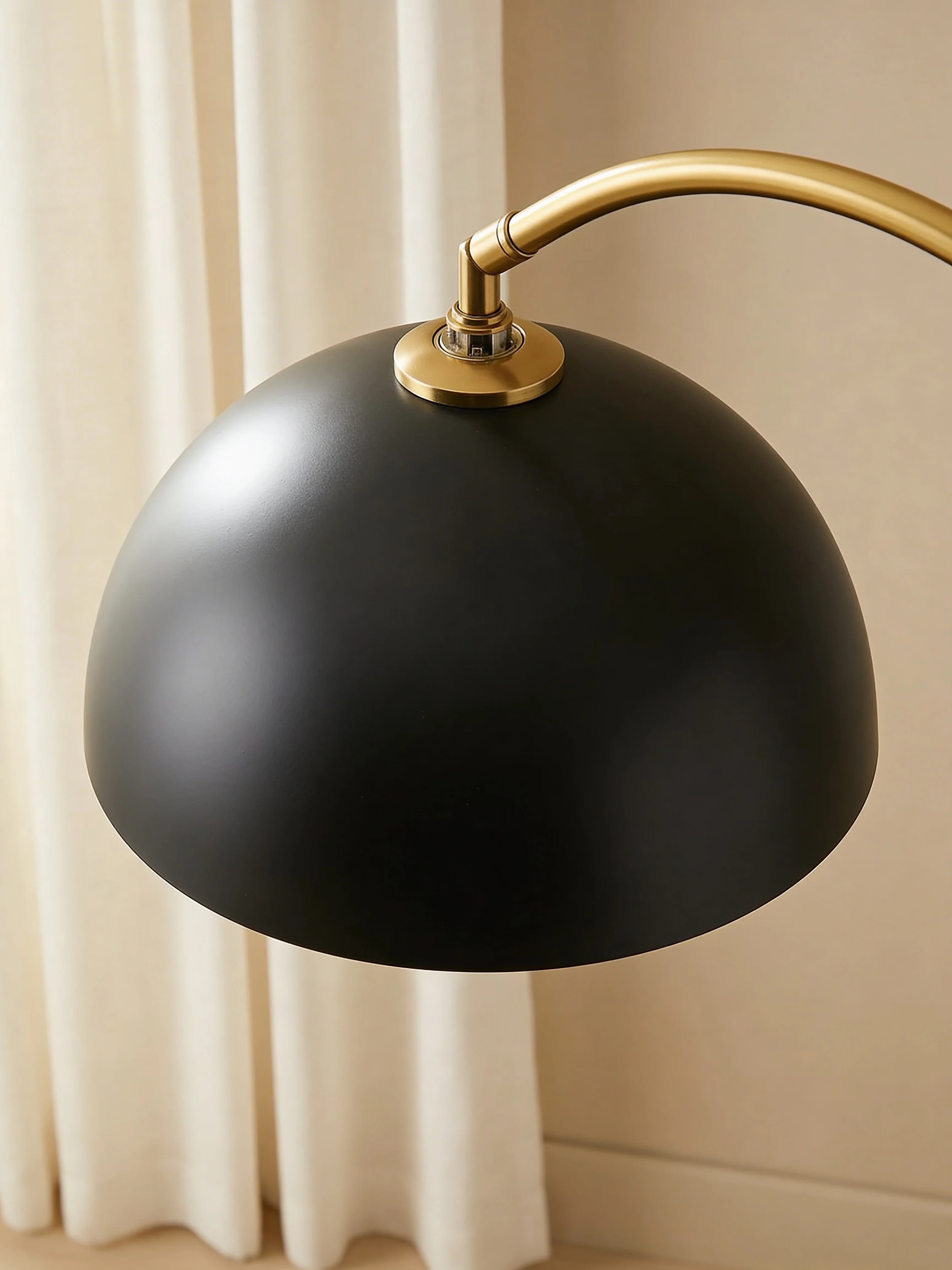 Silas Stylish Black & Copper Arched Shelf Floor Lamp
