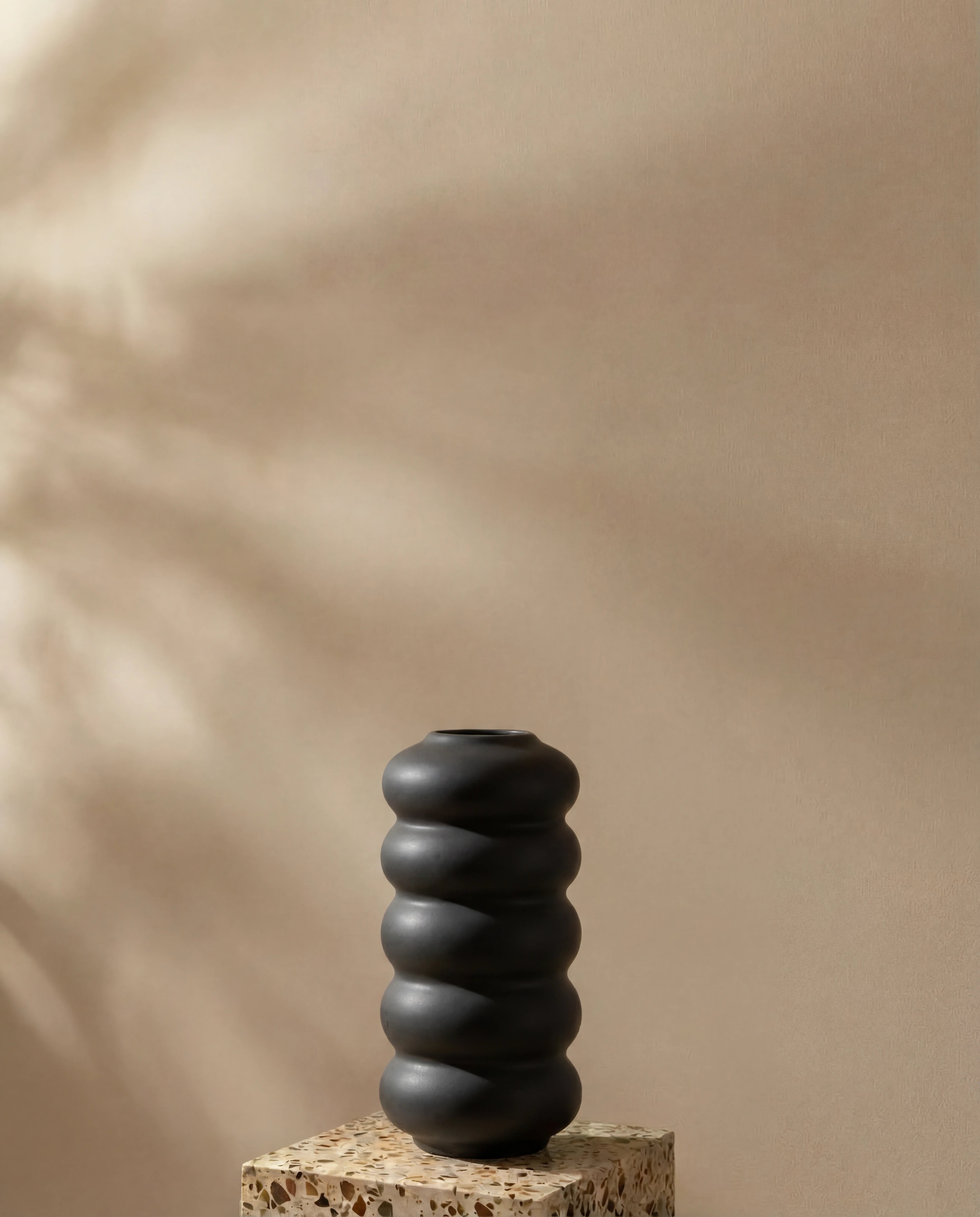Sora Black Spiral Ceramic Vase