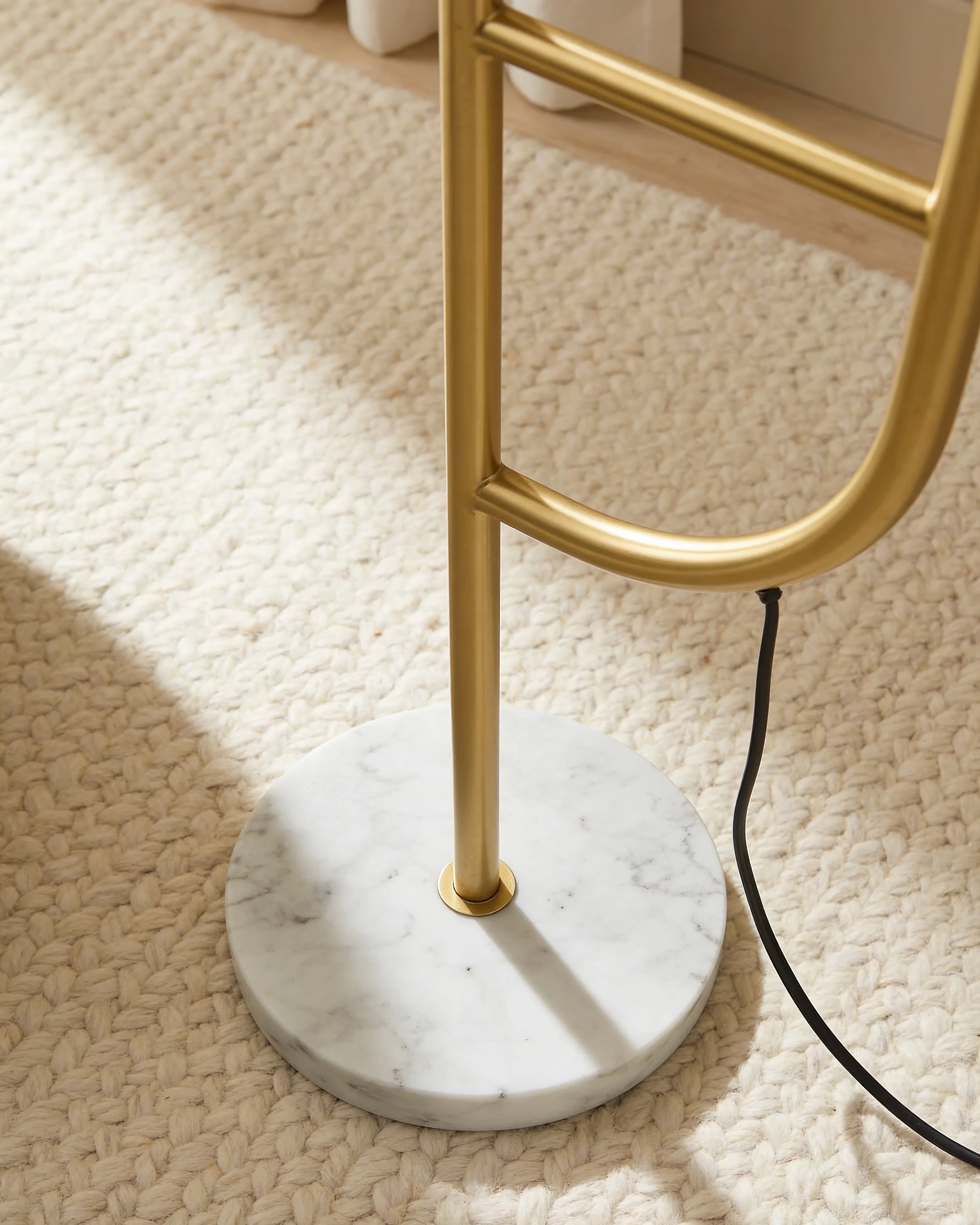 Swana Bowl Arch Gold Floor Lamp with Side Table