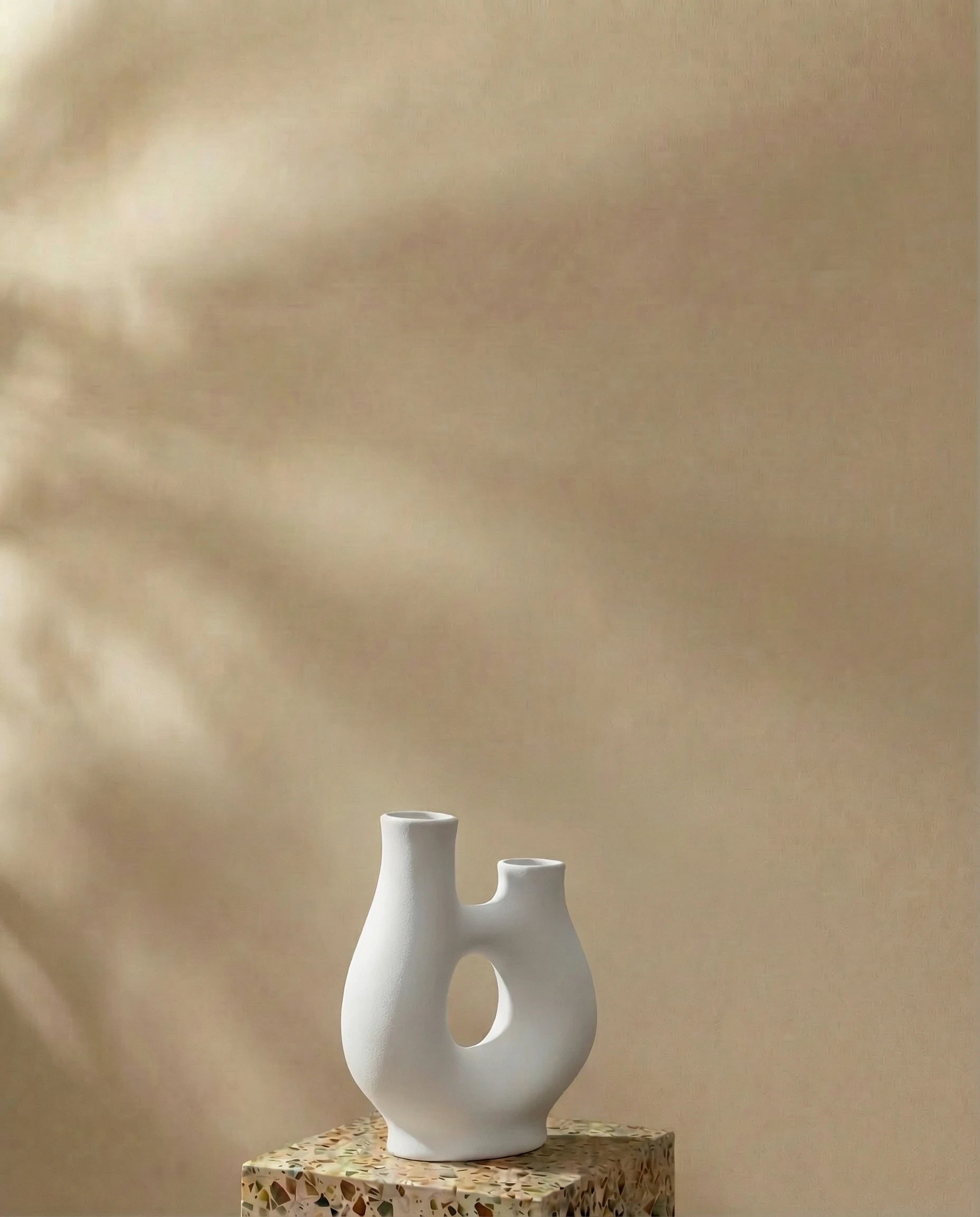 Taru White Dual Cylinder Ceramic Vase