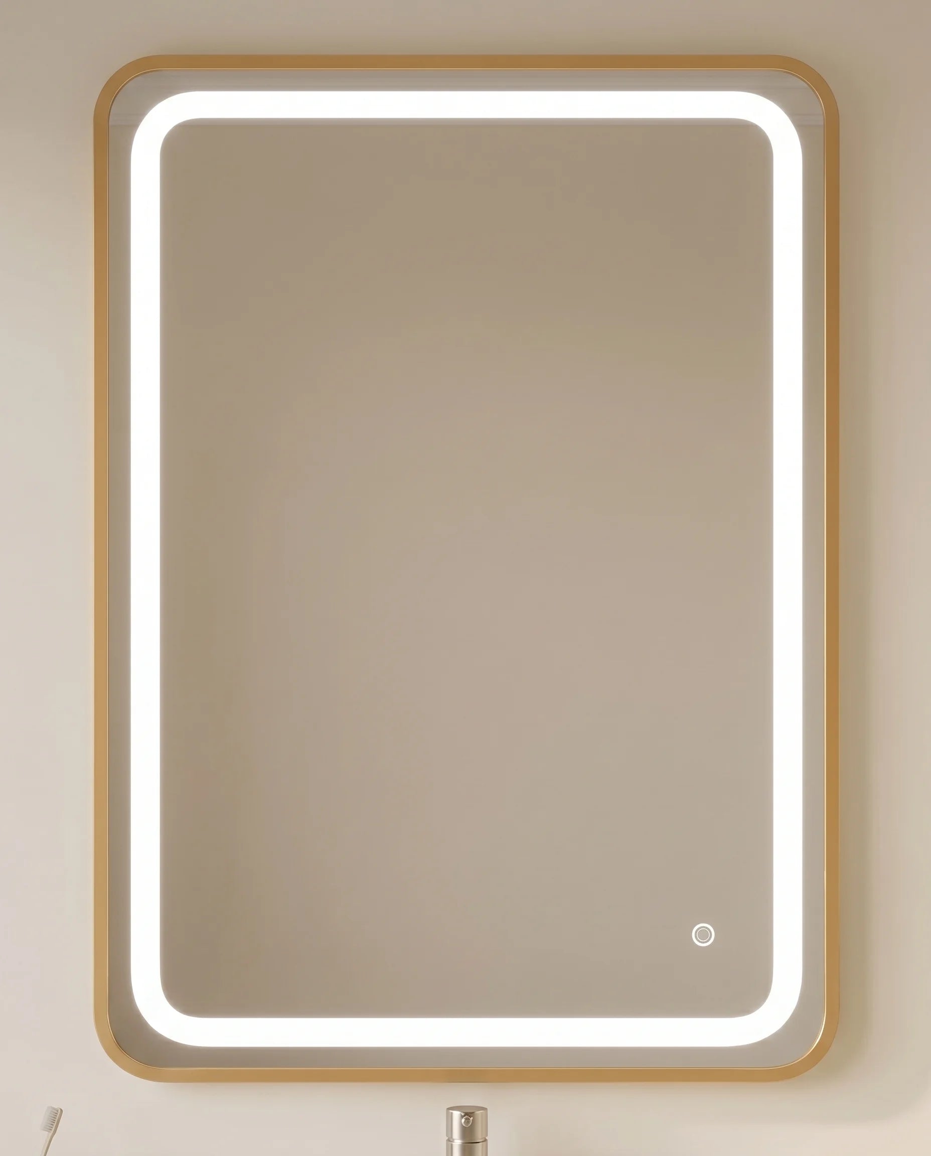 Valentino LED Rounded Corner Mirror with Golden Frame