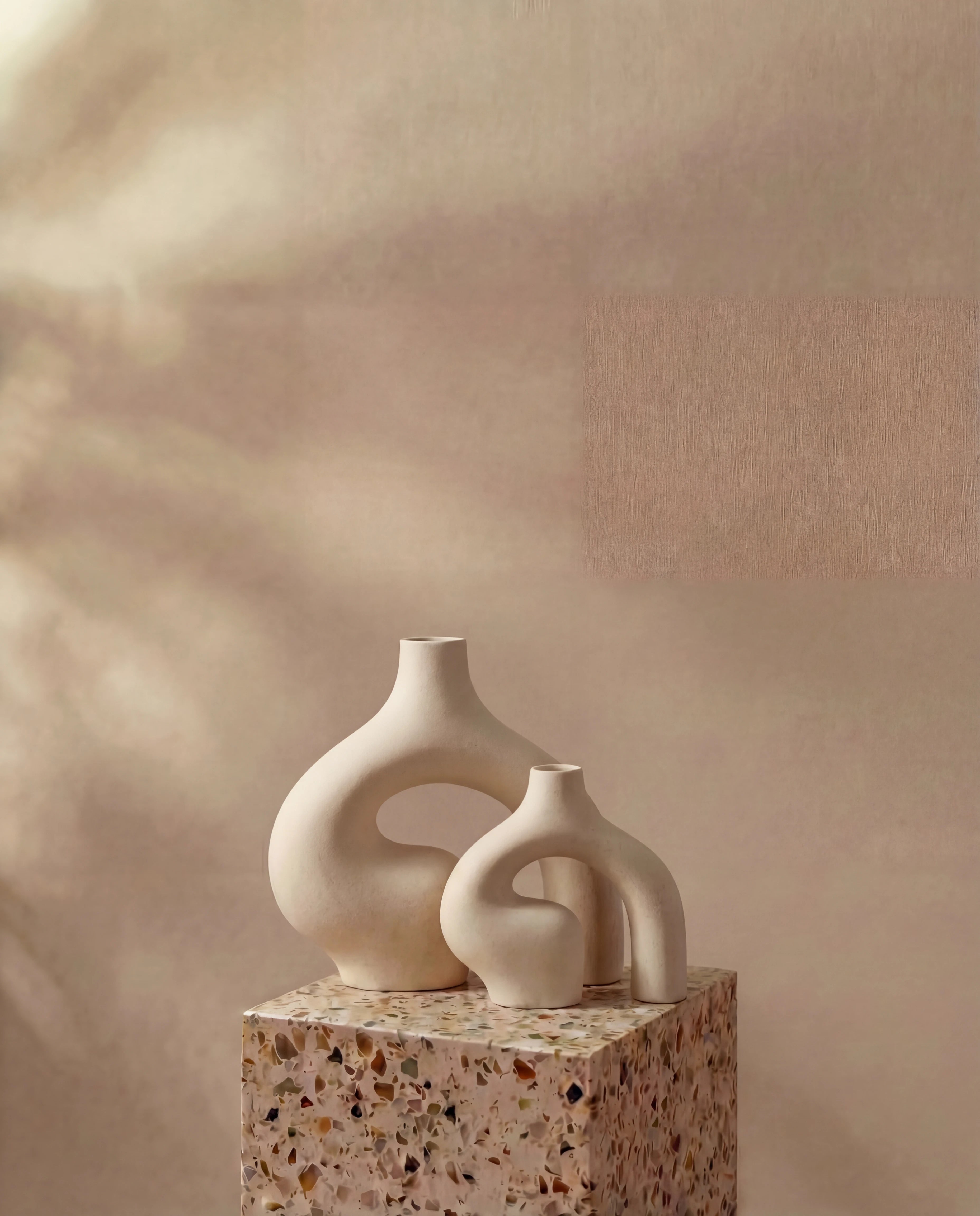 Wabi Sabi G-shaped White Ceramic Vase