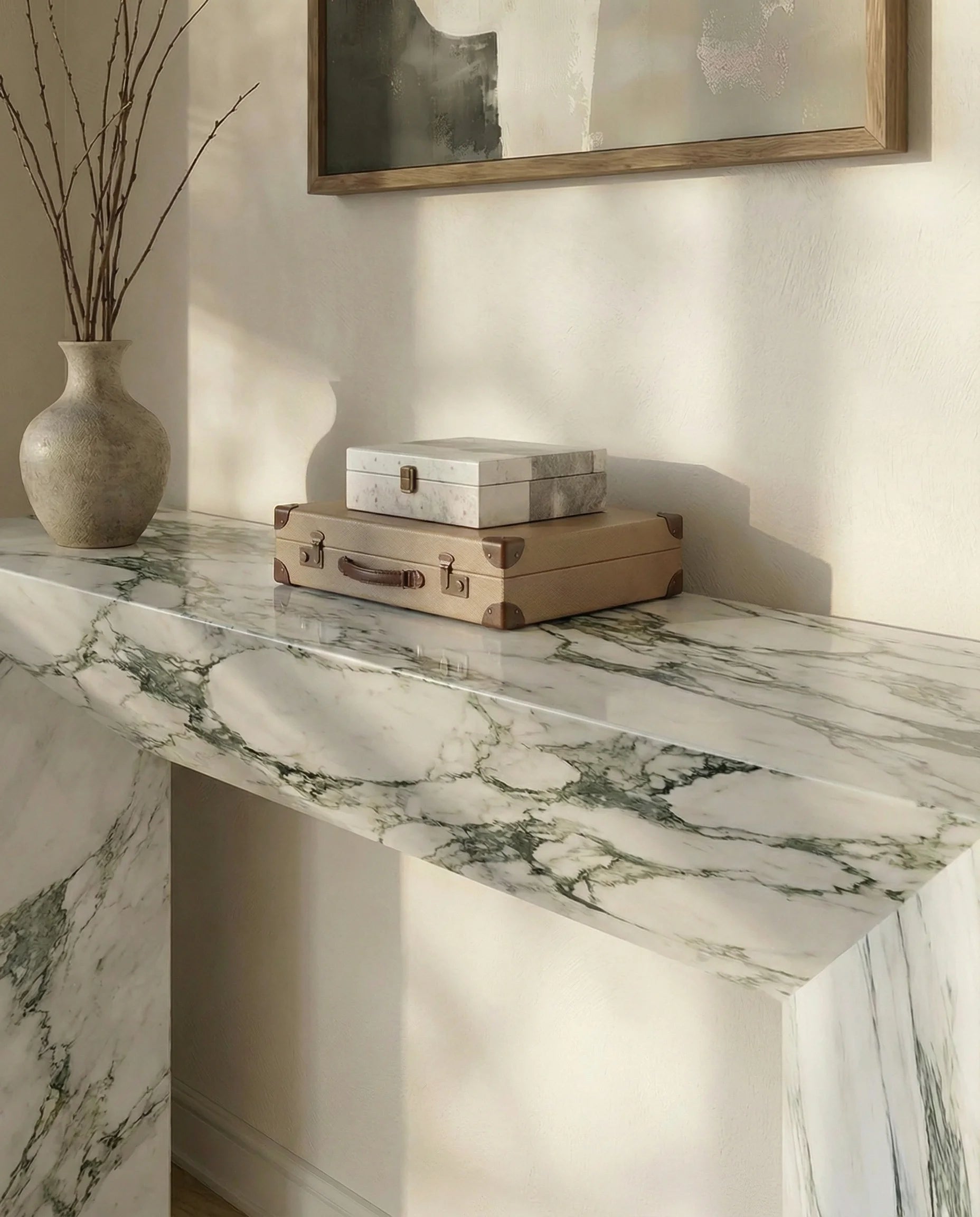 Waterfall Arabescato Marble Console Table