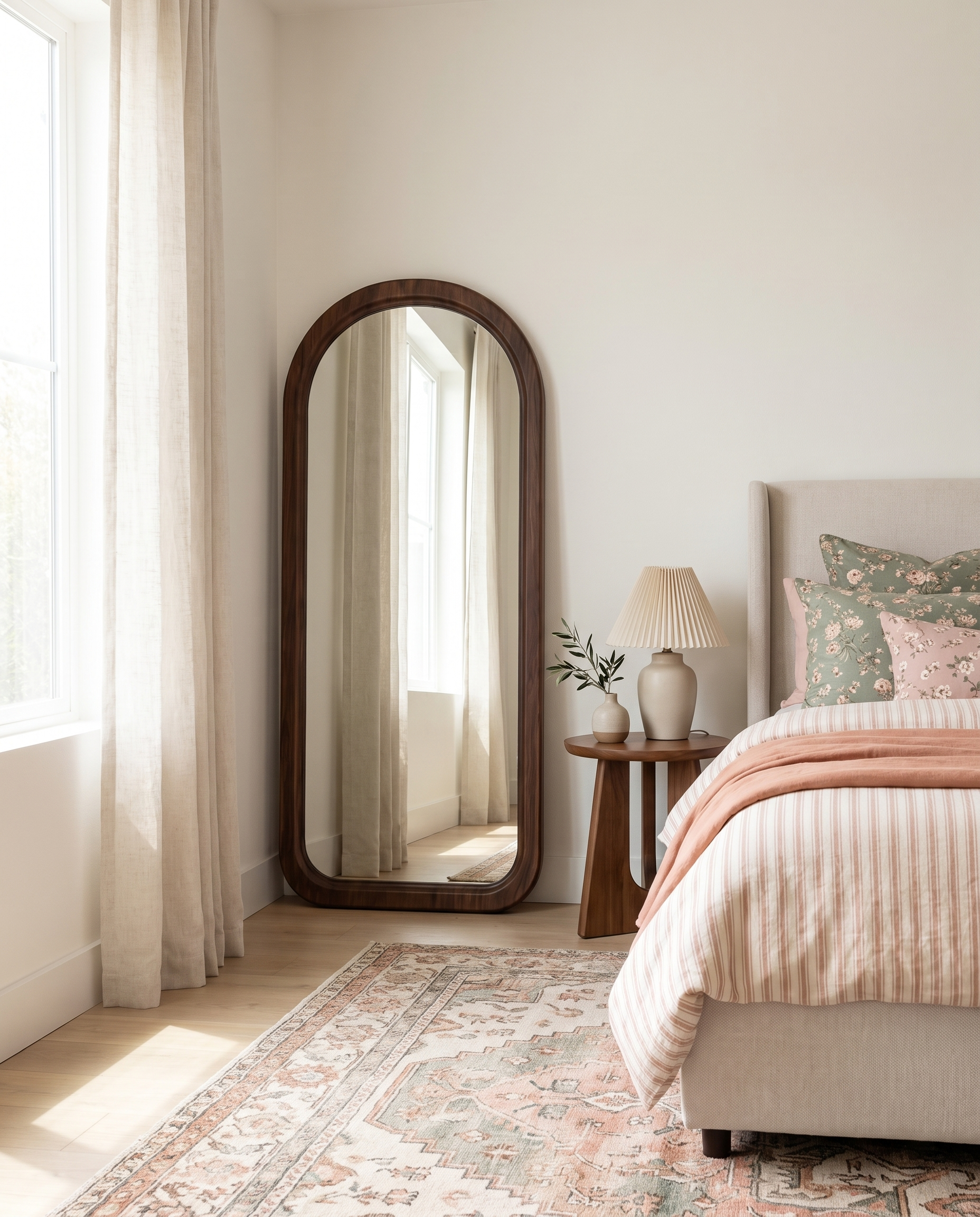 Sienna Wood Finish Arch Floor Mirror