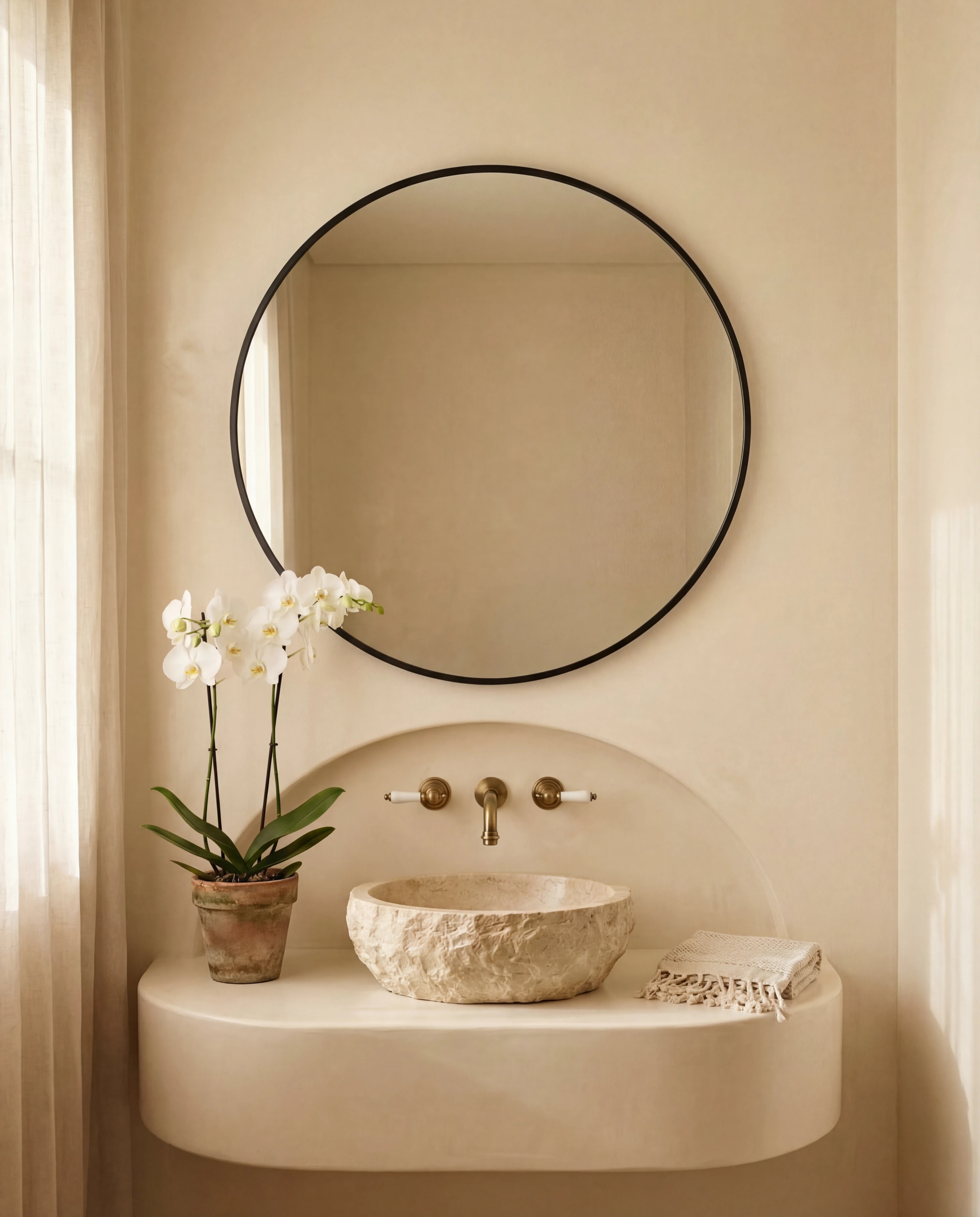 Zara Black Round Accent Wall Mirror