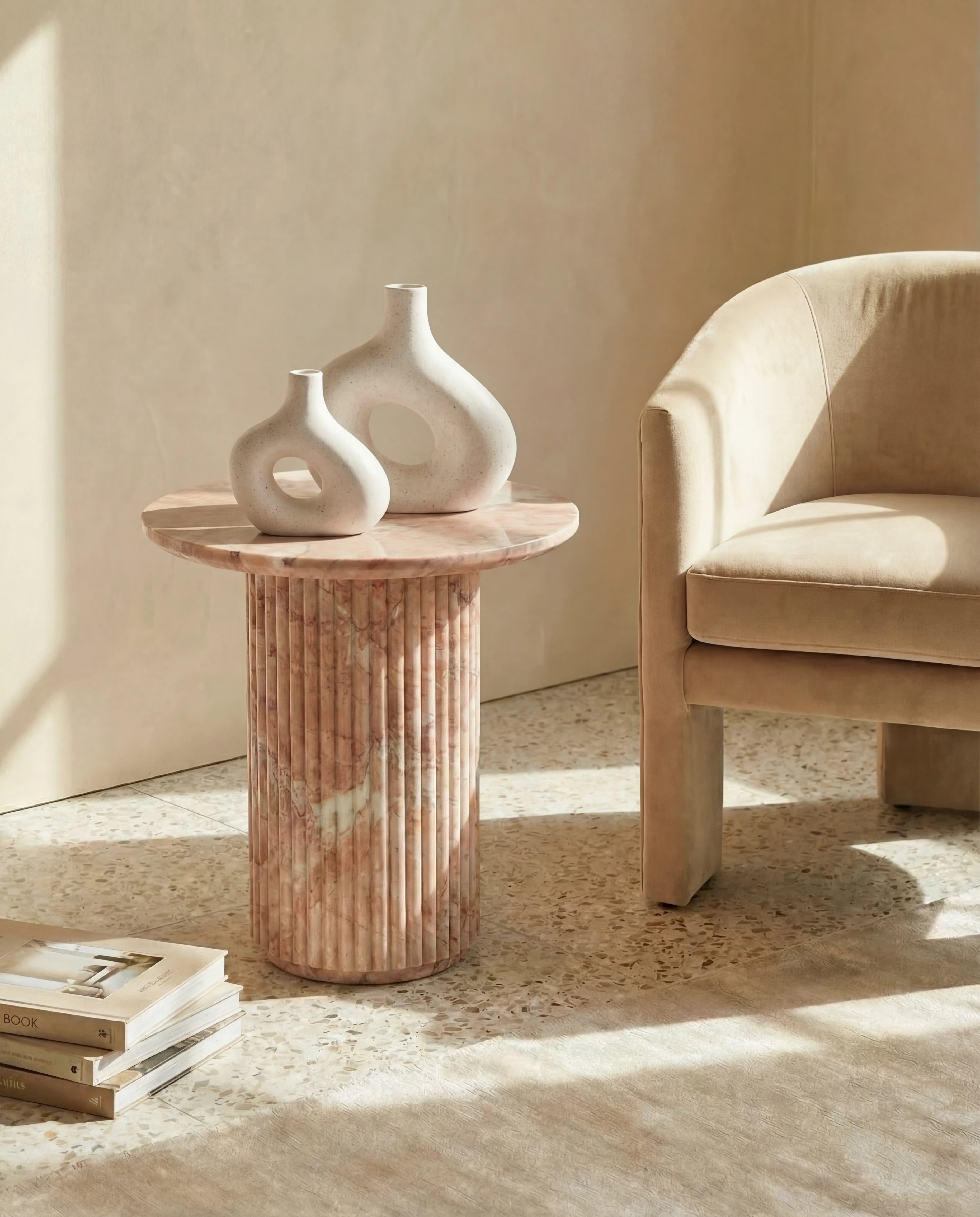 Zen Decorative Ivory Loop Ceramic Vase