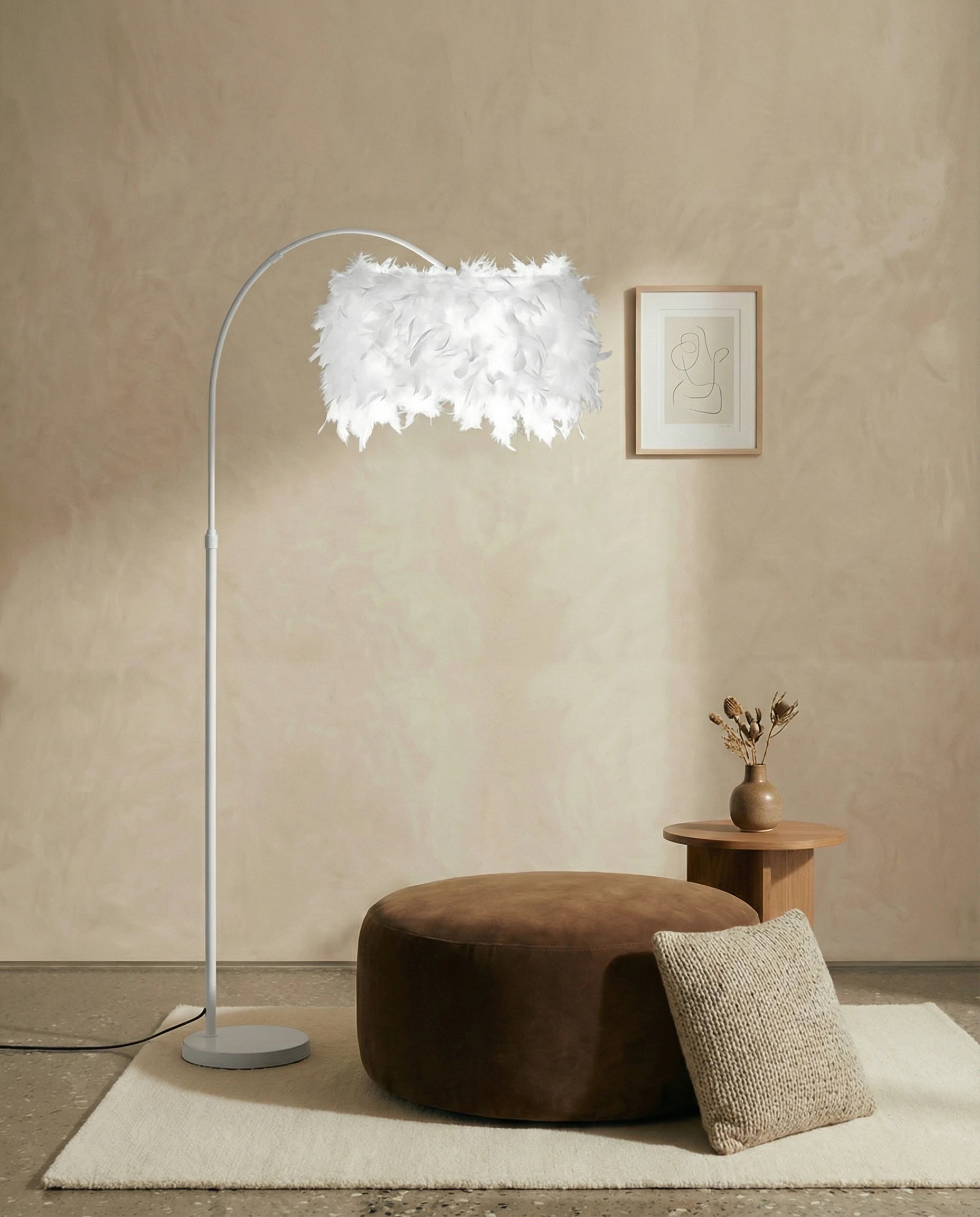 Zoe Feather Fishing Arch Floor Lamp