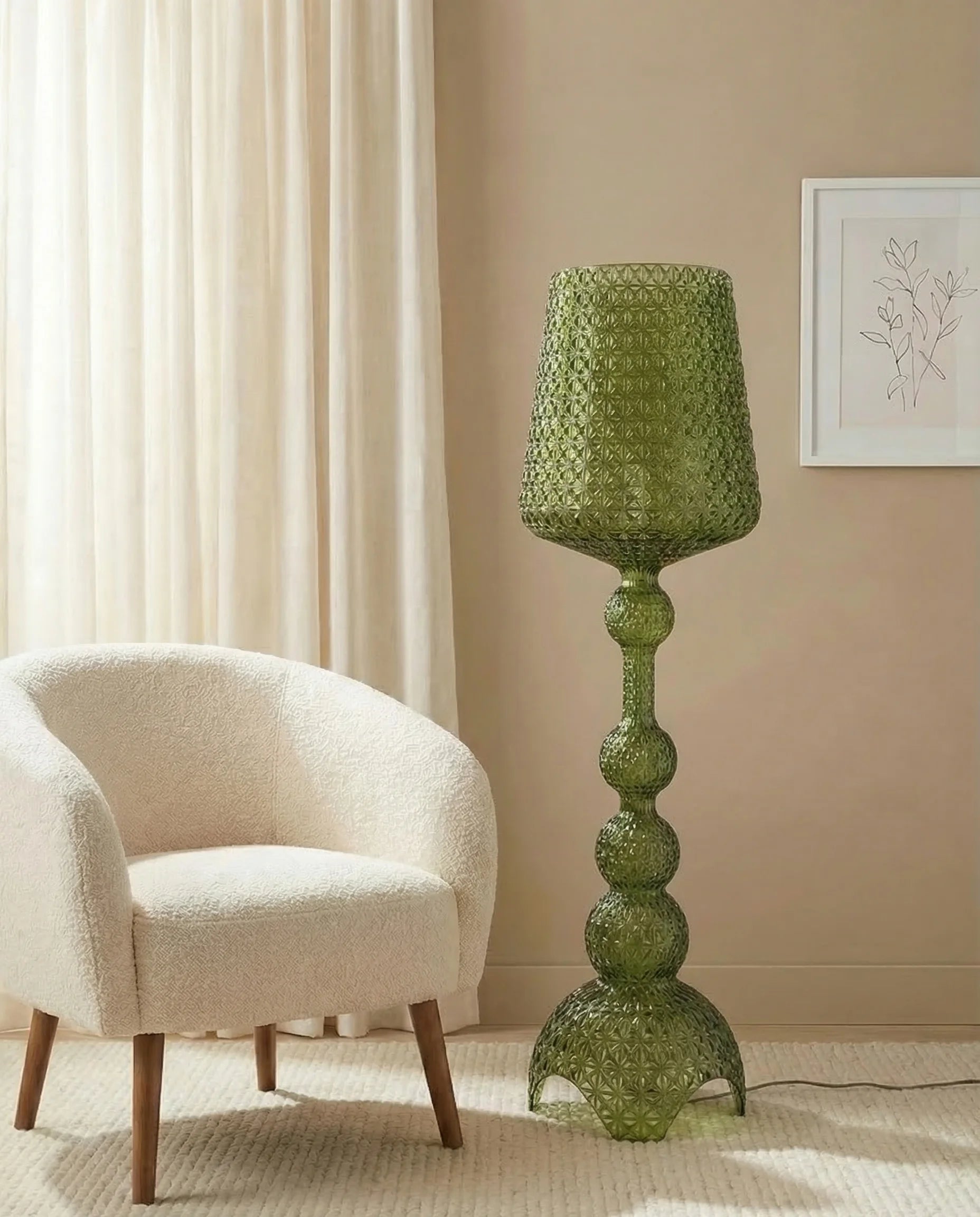 Zumra Emerald Green Glass Floor Lamp
