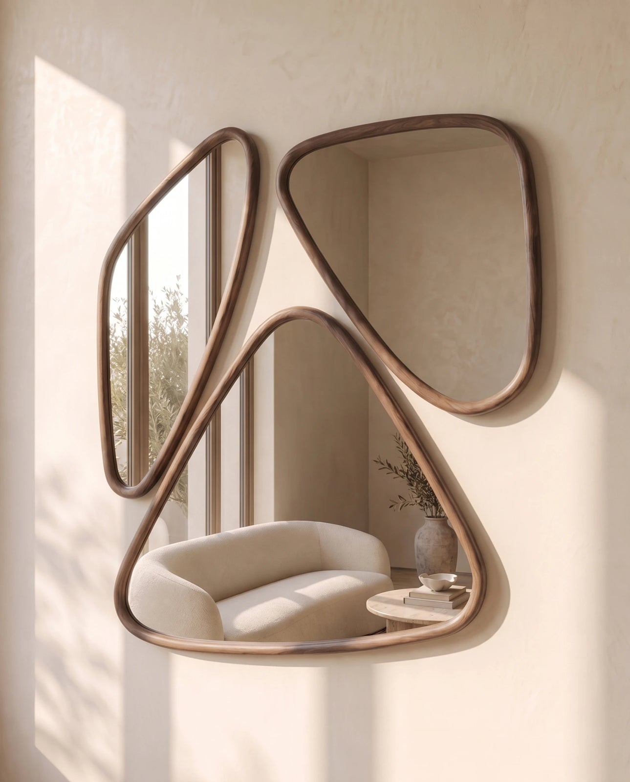 Aveline set of 3 espresso-frame wall mirrors