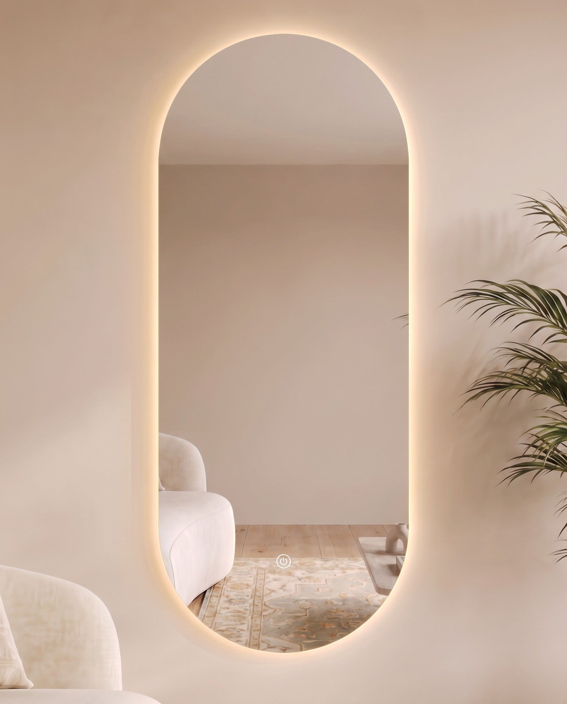 Berlin LED frameless oval pill-shaped mirror