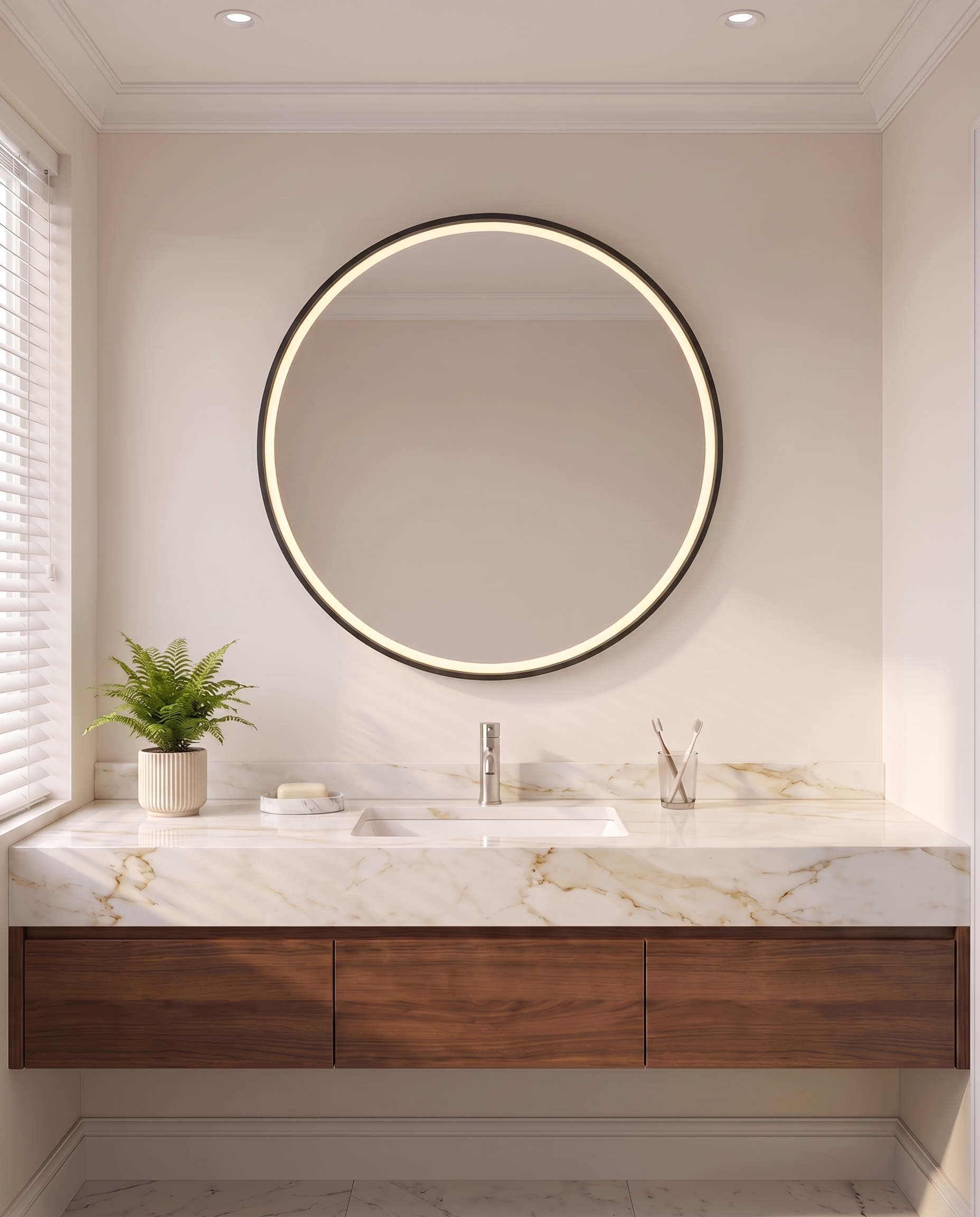 Callis black round LED wall mirror