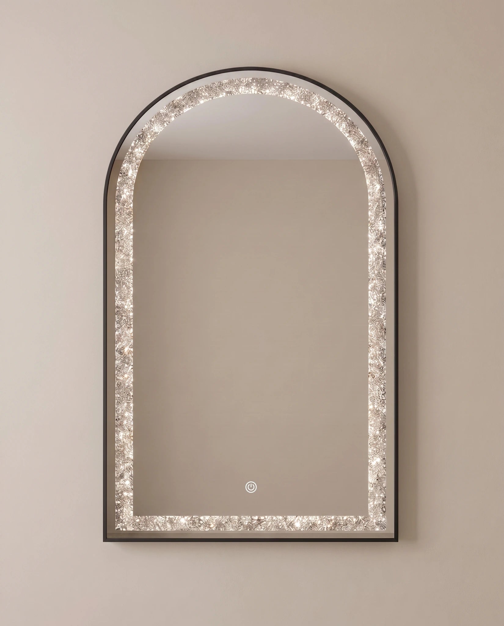 Celine black arch LED mirror with crystal inlay