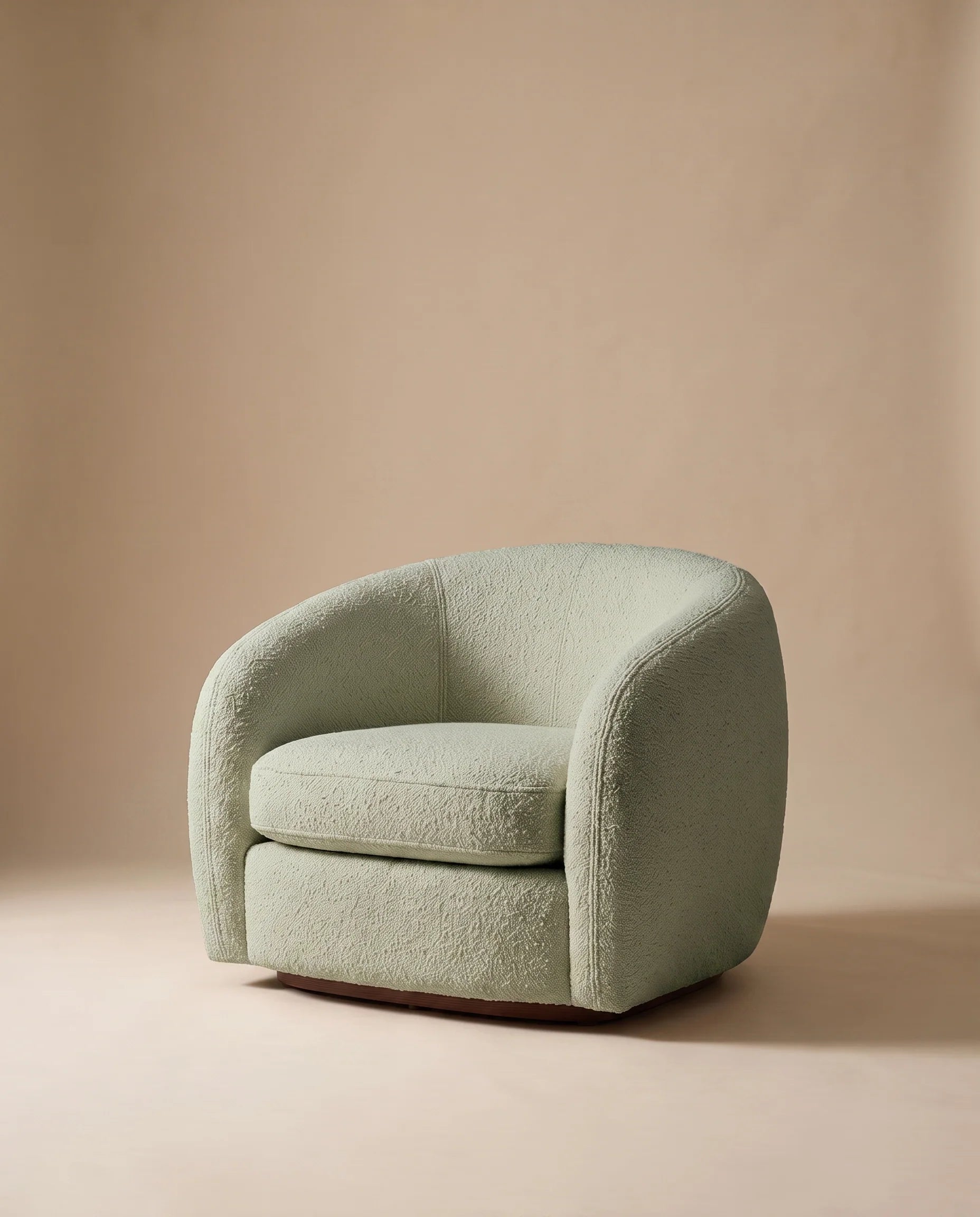 Elise green bouclé curved armchair