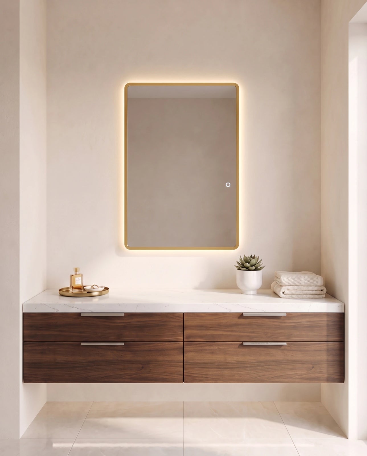 Faye gold backlit wall mirror