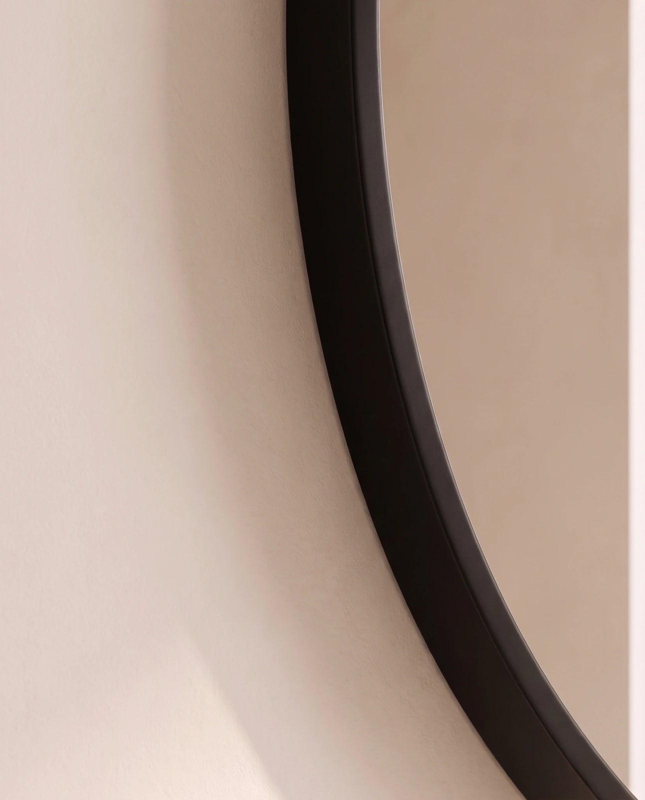 Halo black round backlit wall mirror, full view