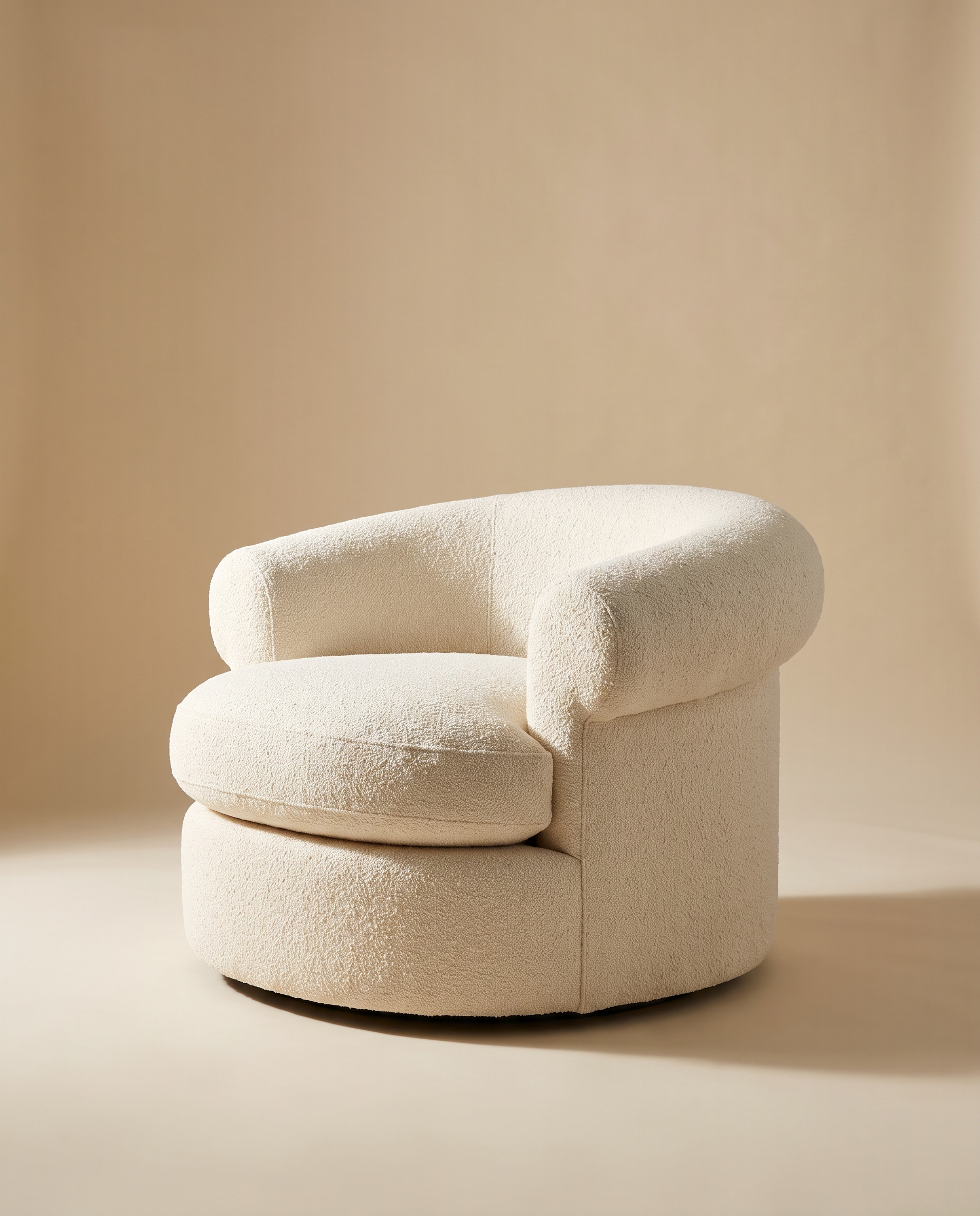 Otto cream bouclé rounded lounge chair