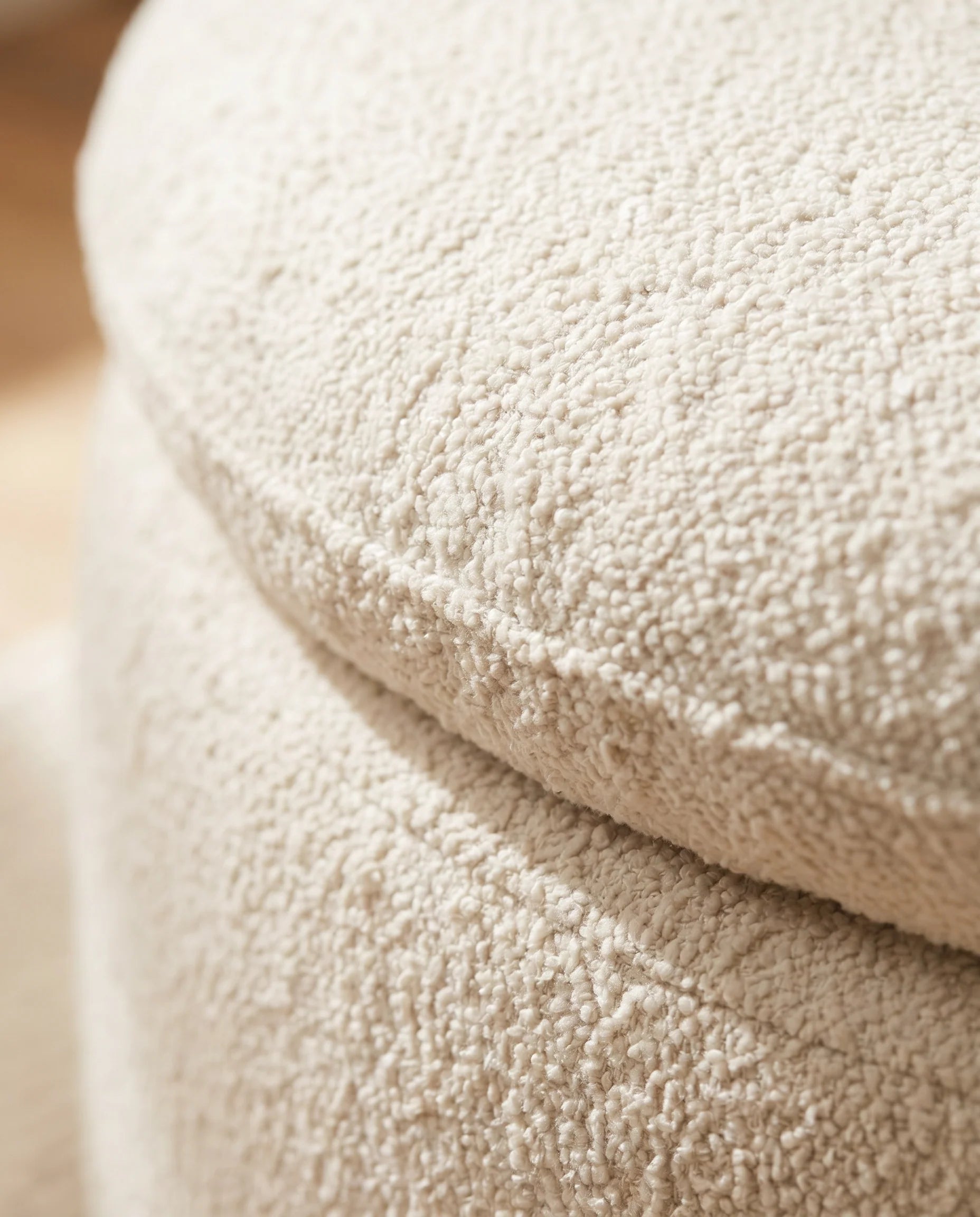 Cream bouclé weave texture detail