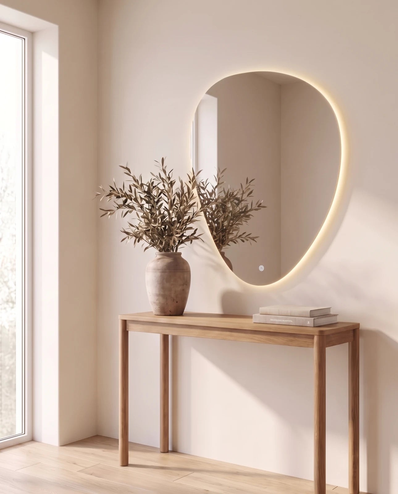 Isla frameless irregular LED mirror