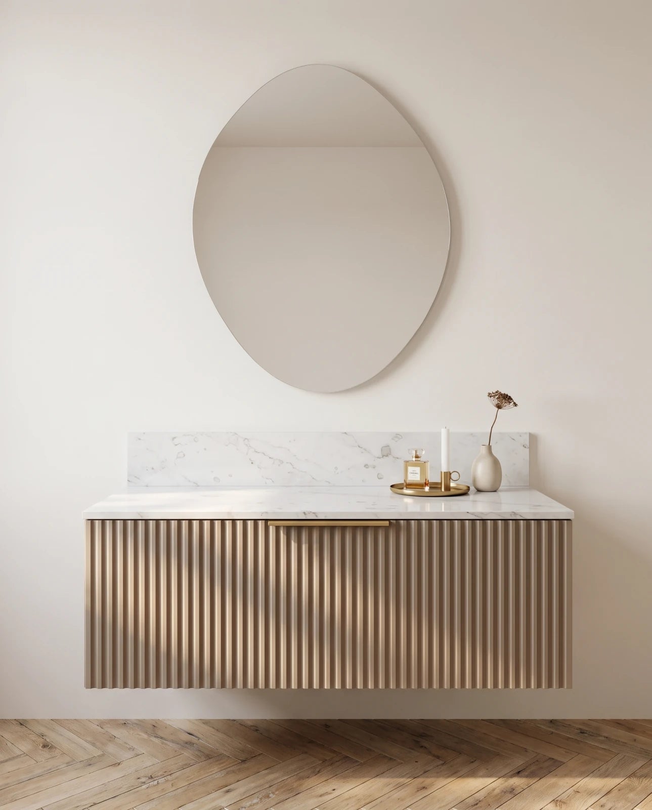 Neve frameless irregular mirror