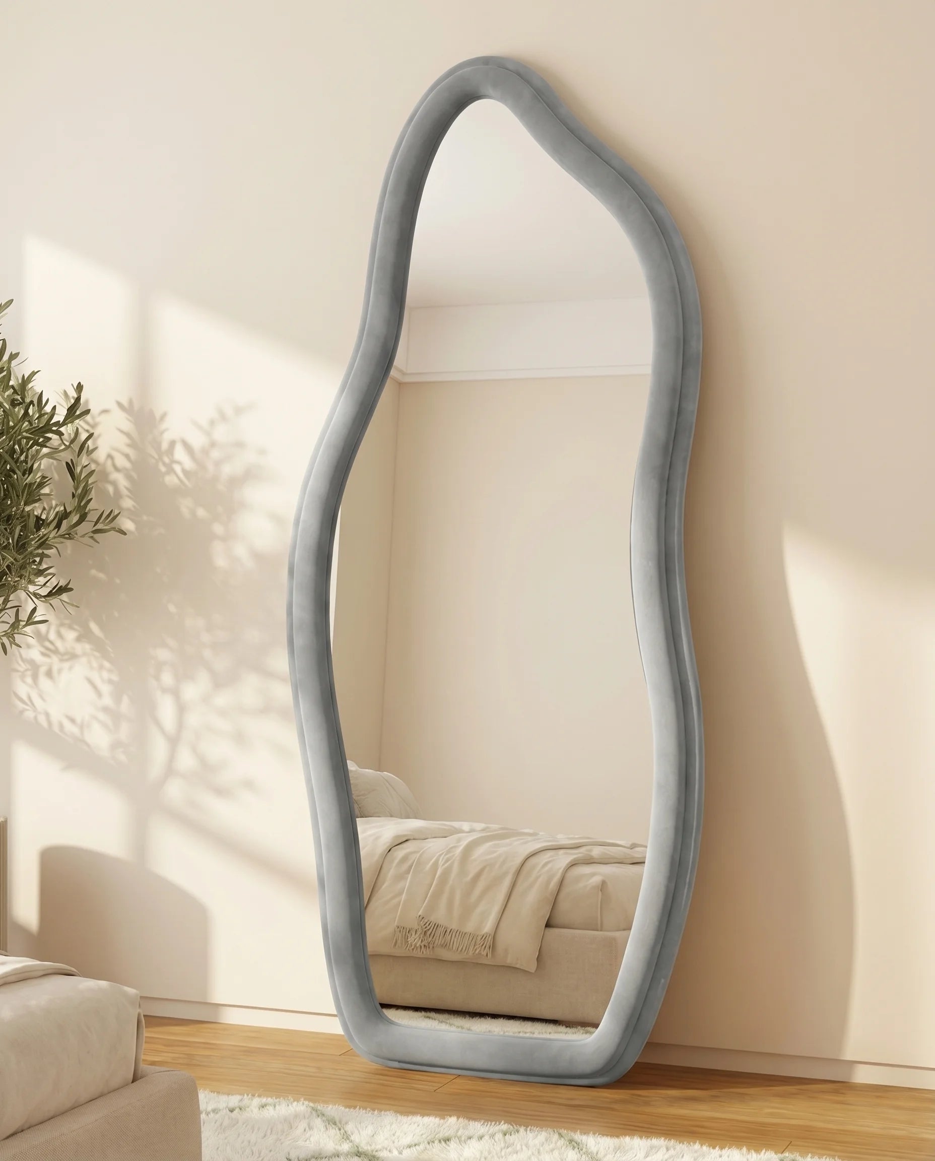 Ottilie grey flannelette tall irregular full-length mirror