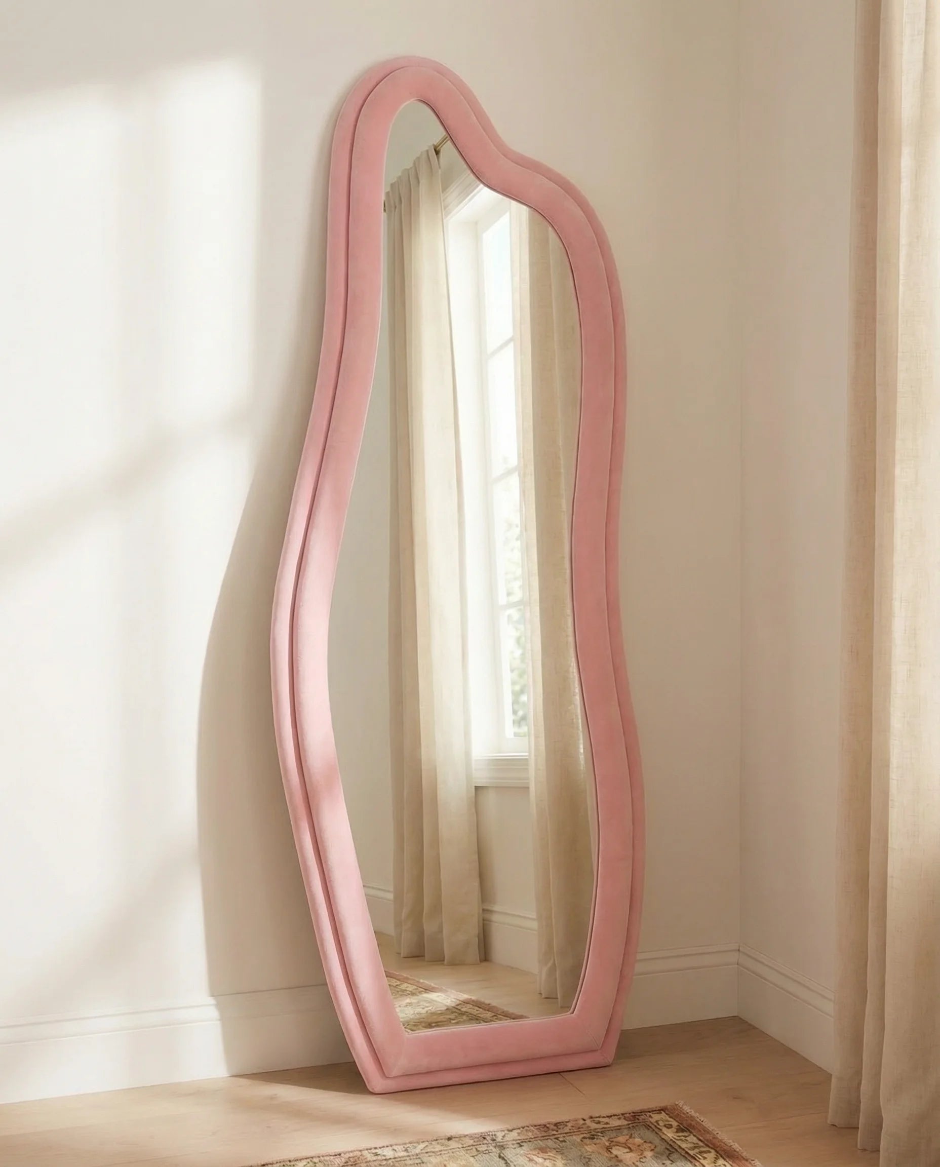 Ottilie pink flannelette tall irregular full-length mirror
