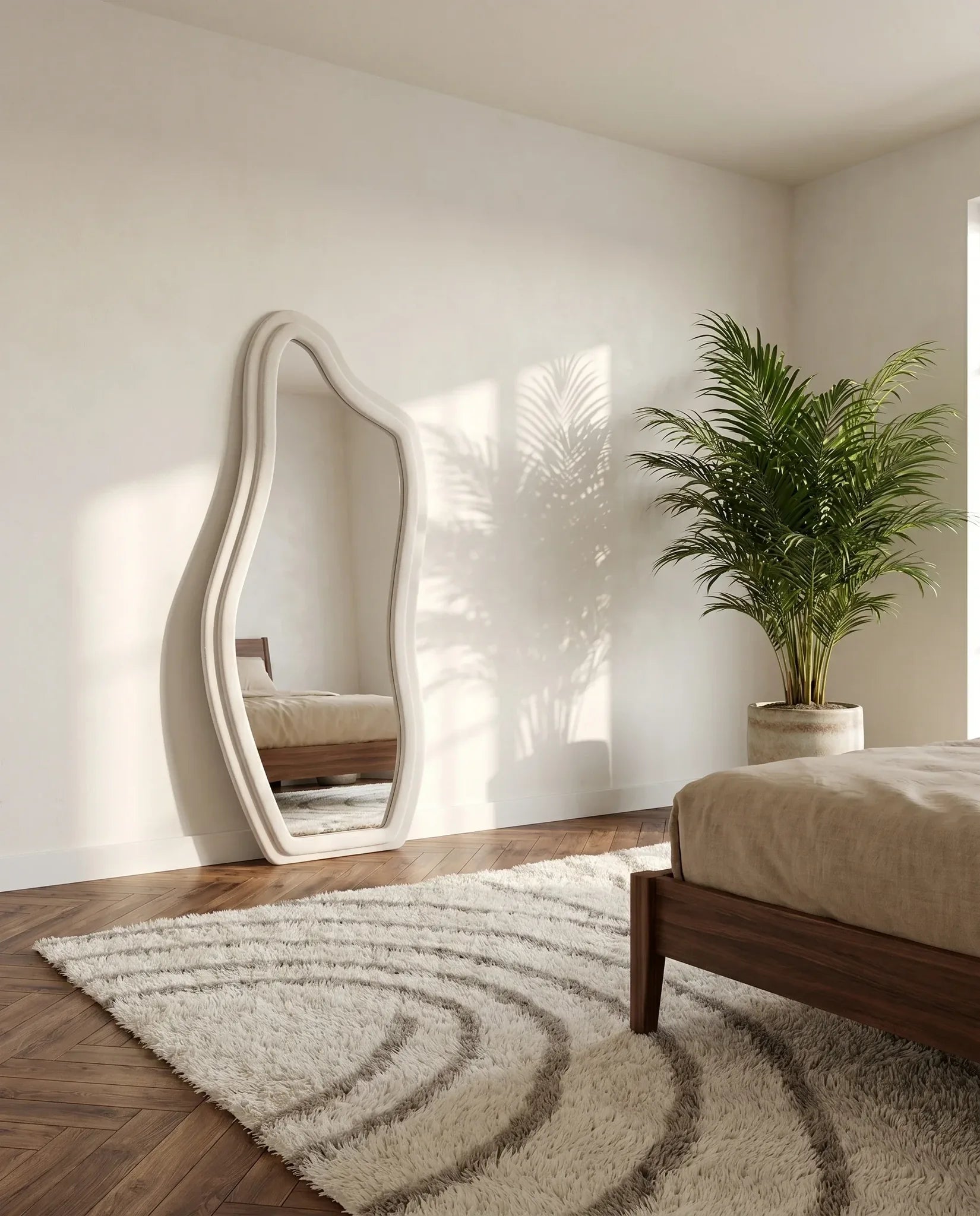 Ottilie white irregular full-length mirror in a Dubai bedroom
