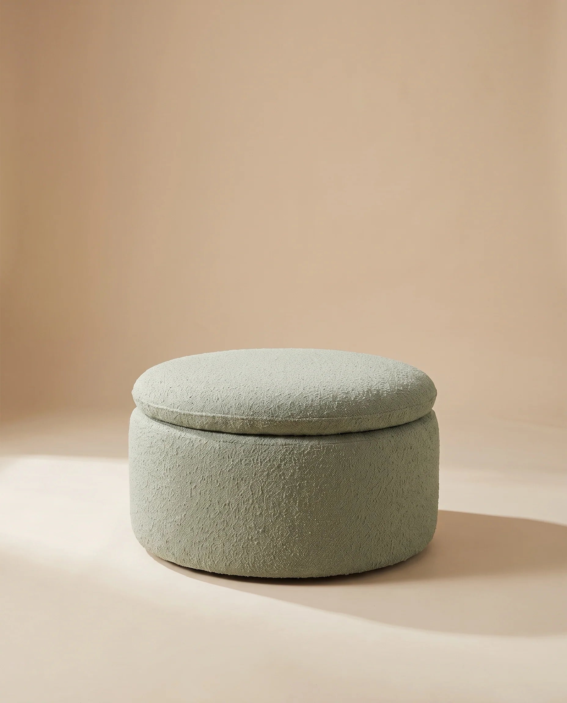 Romy sage bouclé storage pouf