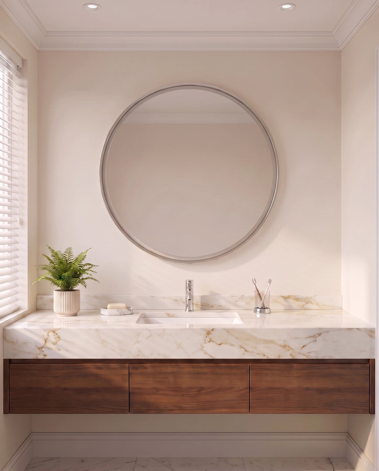 Selene black round LED wall mirror, close-up of the lit inner frame