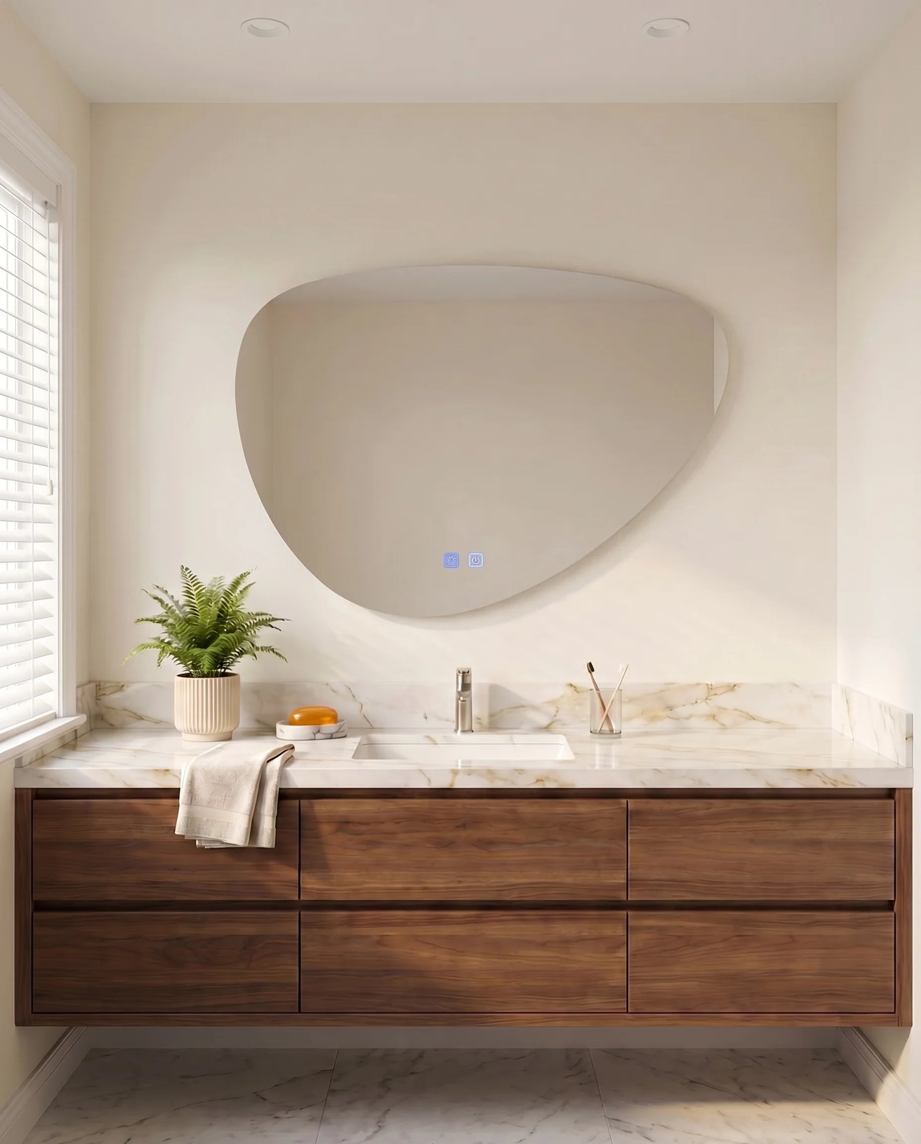 Vance Lighted Frameless Irregular Vanity Mirror
