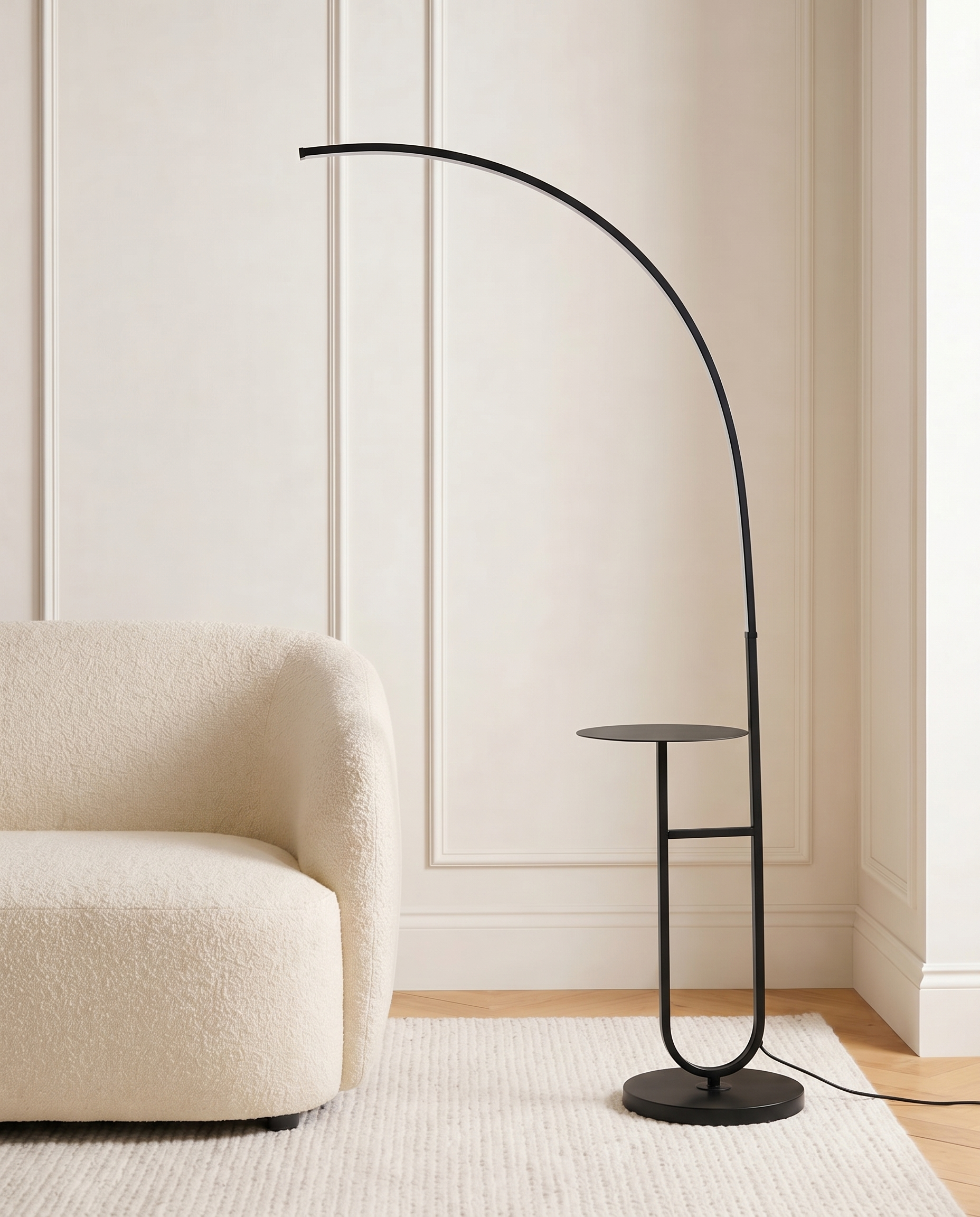 Curved marble LED floor lamp