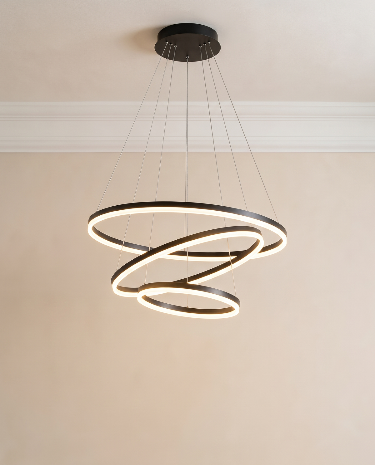 Nur Gold & Black Tri-Ring LED Pendant Lamp