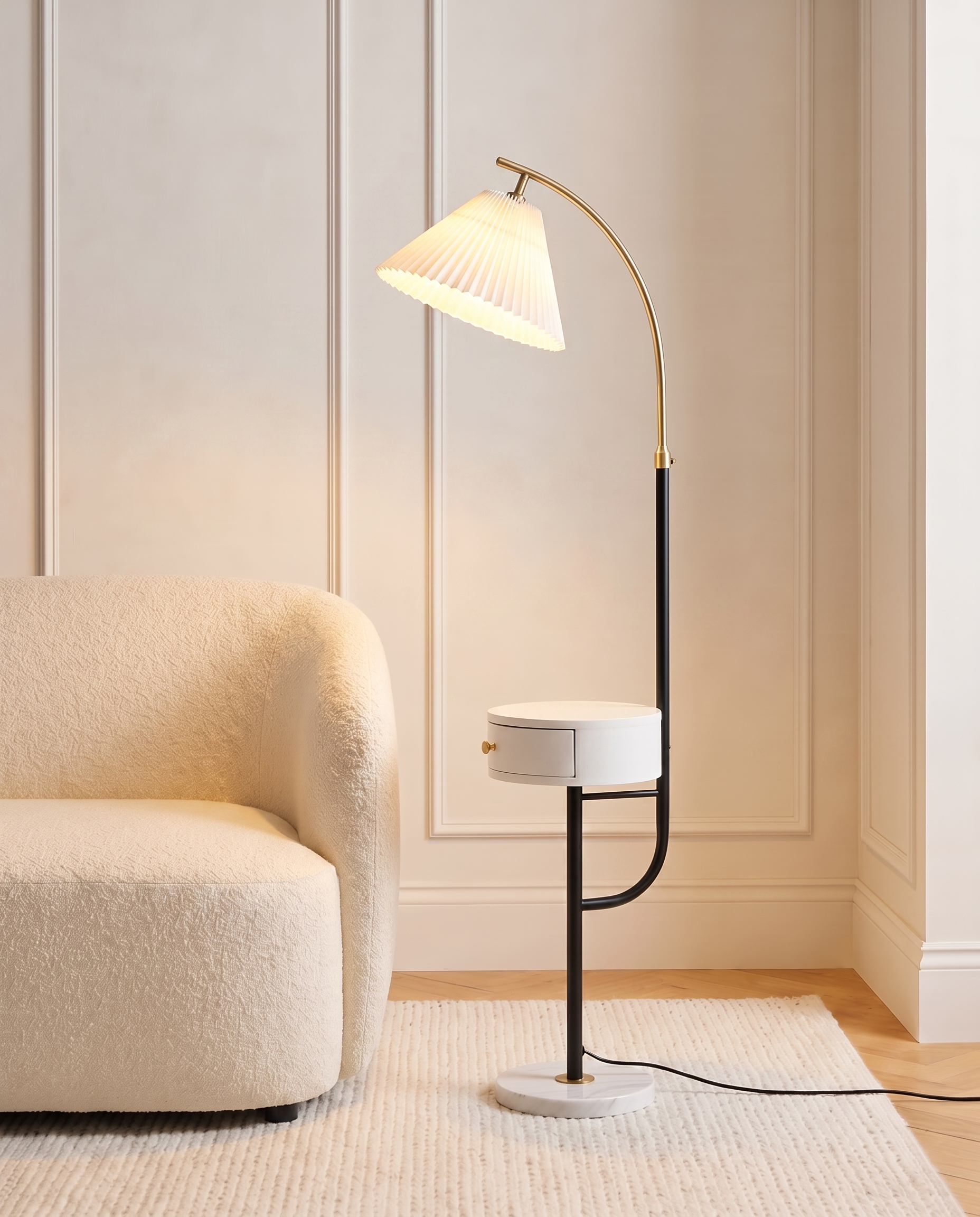 Arc floor lamp with table, detail